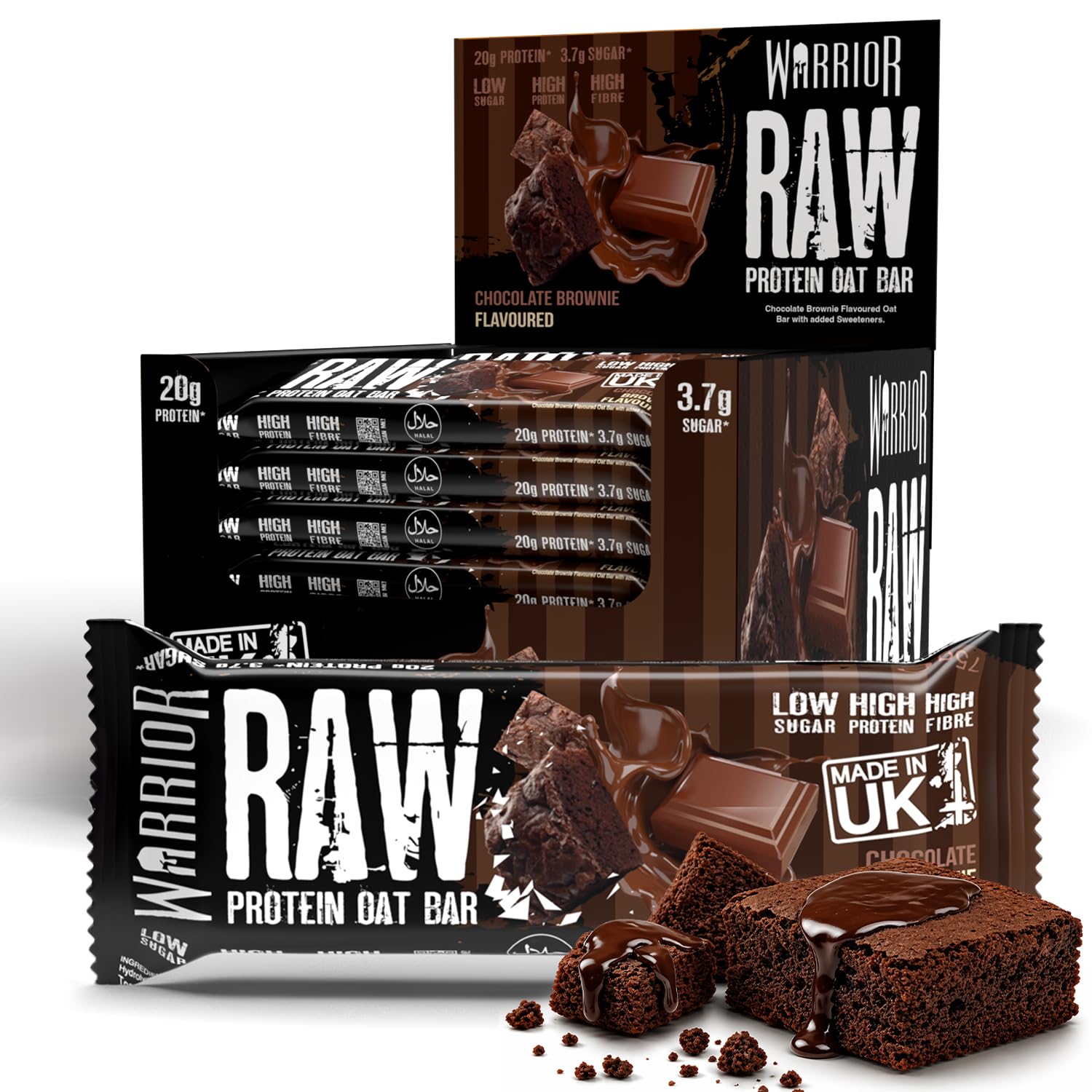 Warrior RAW Protein Bars - 20g Protein Per Bar | Low Sugar | 24 Pack 1