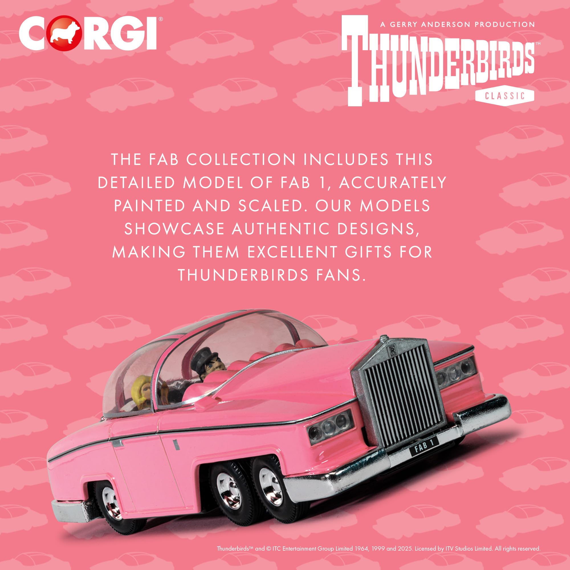 Corgi Thunderbirds F.A.B. Collection FAB 1 Diecast Model CC00605 | Pink Metal Vehicle 3