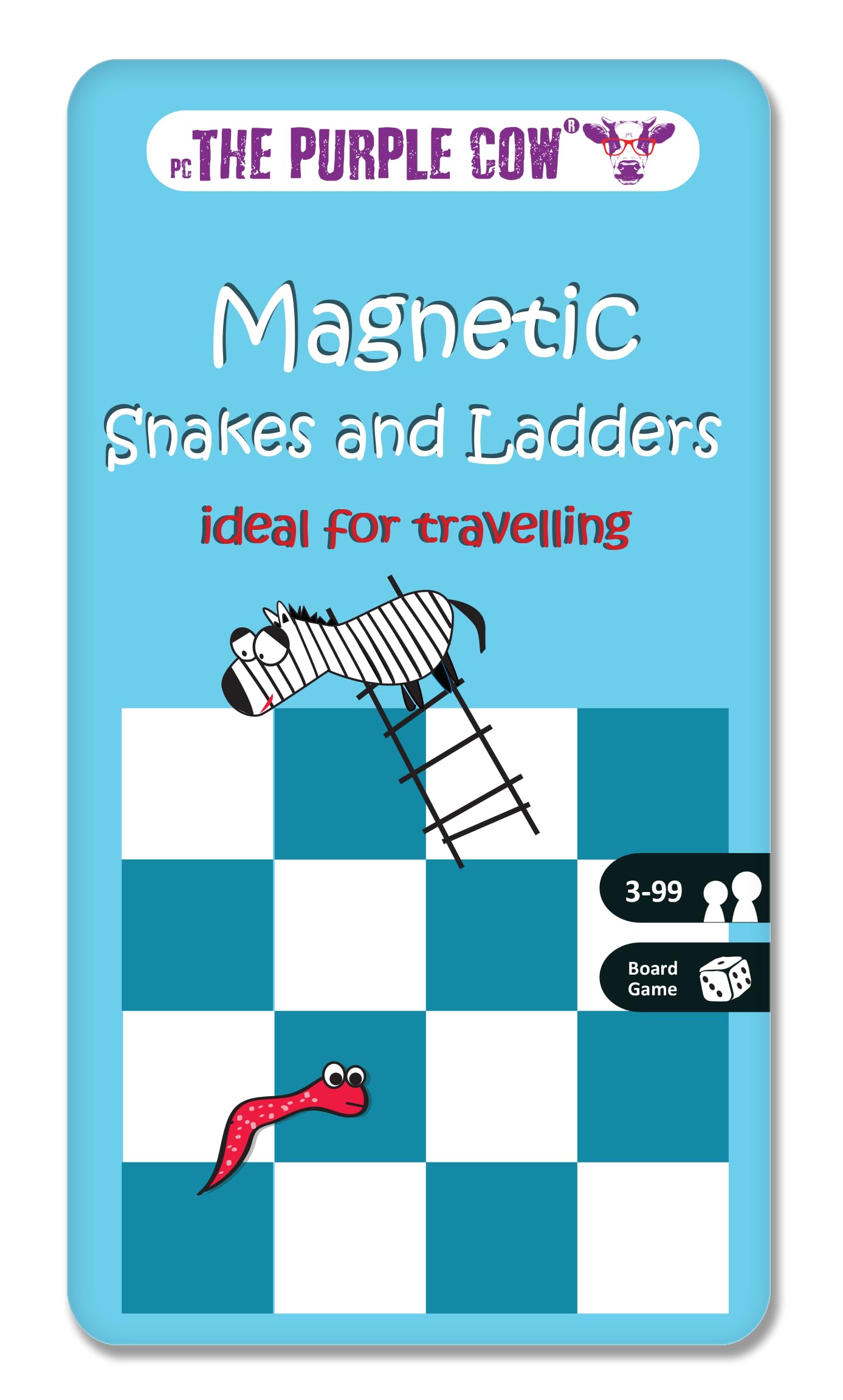 The Purple Cow Magnetic Snakes and Ladders Travel Game - Portable, Magnetic Pieces, Tin Storage 1