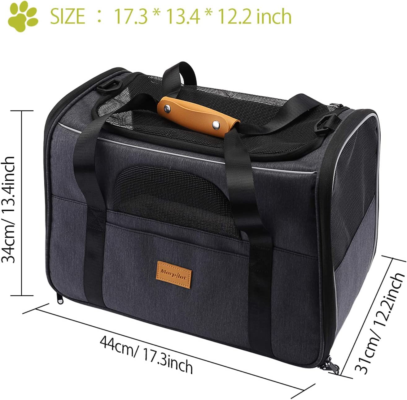 Morpilot Soft-Sided Pet Carrier - Airline Approved, Breathable Mesh, Includes Foldable Bowl | 44cm L x 31cm W x 34cm H 6