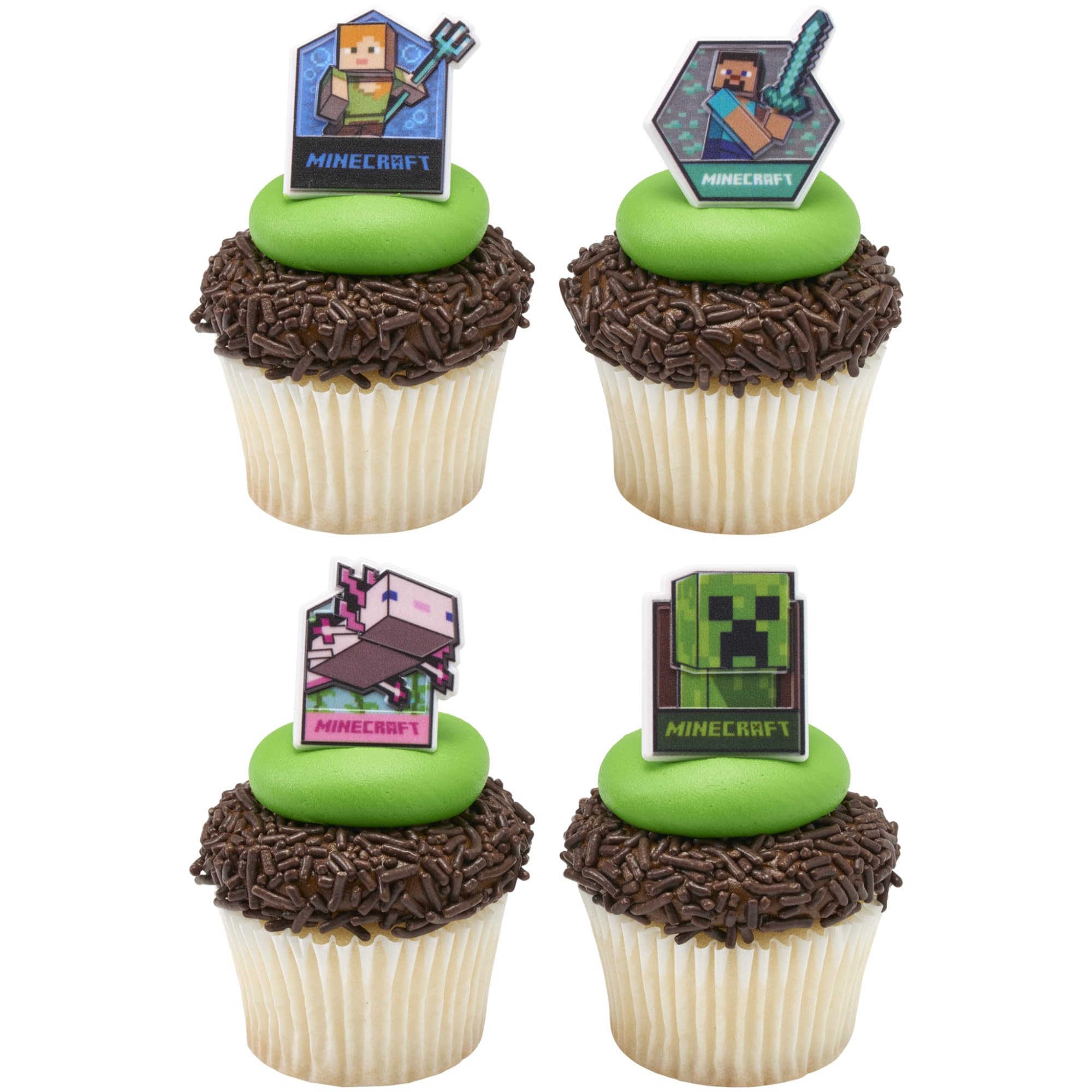 DecoPac Minecraft Lush Finds Cupcake Rings - 24 Pack | Food Safe Plastic | Reusable 9