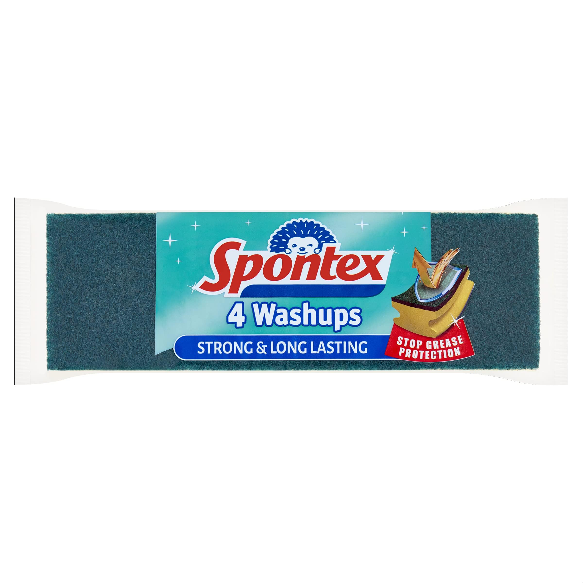 Spontex Washups General Purpose Sponge Scourers - Strong & Long Lasting | Pack of 4
