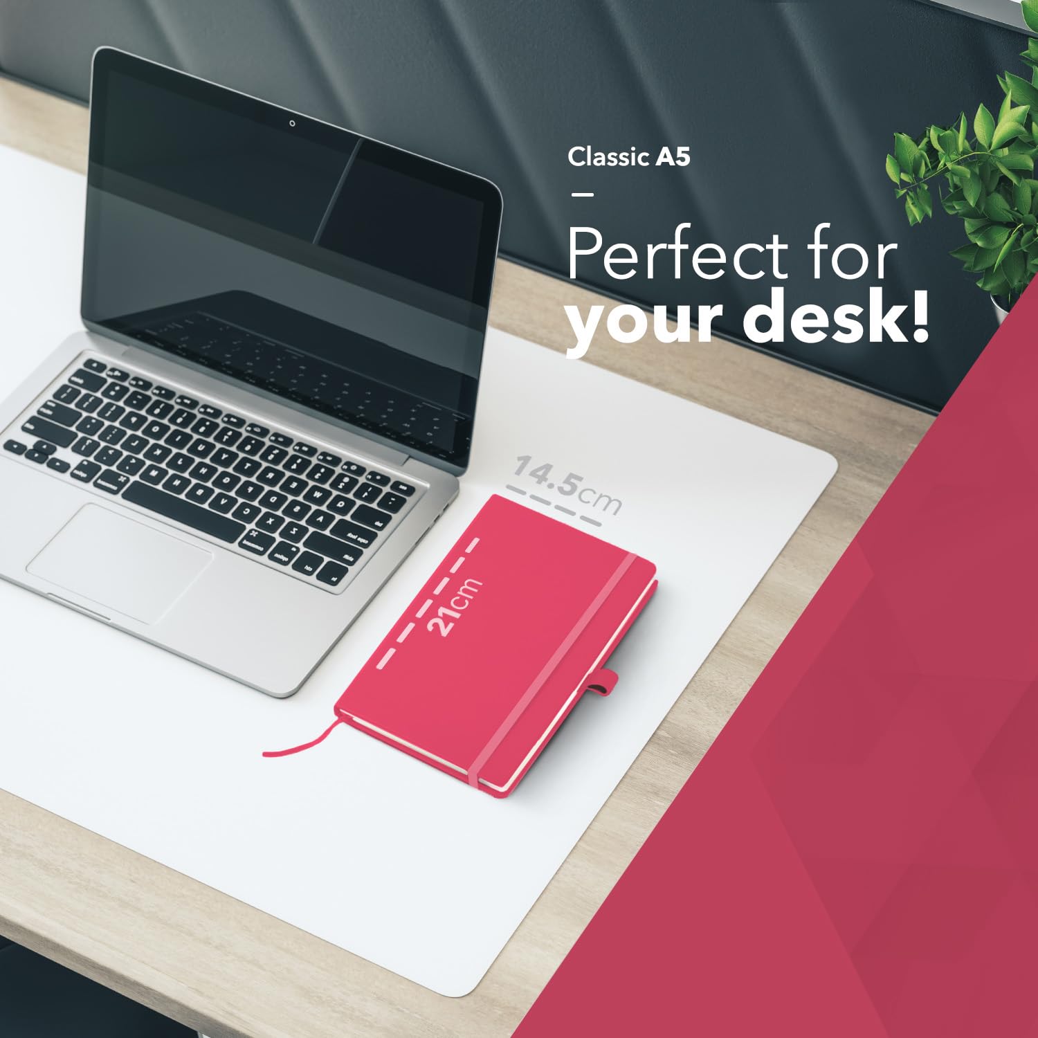 delka A5 Notebook - Lined Journal with Vegan Leather Soft Cover | 220 Pages | Dark Pink 5