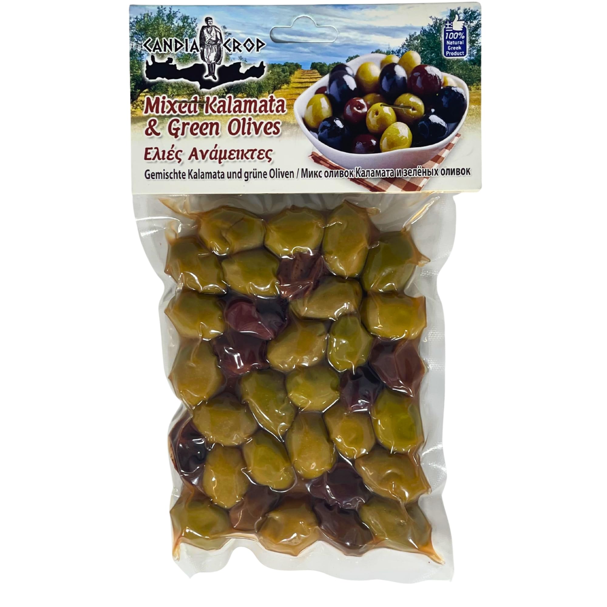 Candia Crop Mixed Kalamata & Green Olives in Brine - 2 x 200g Pouches (400g Total) 1
