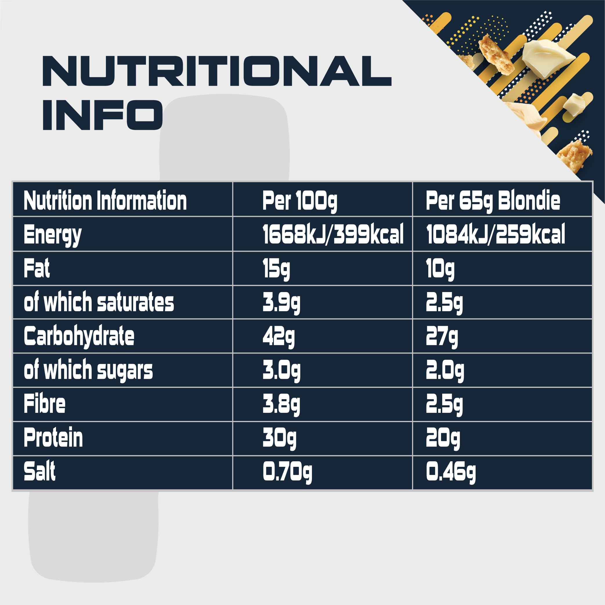 SCI-MX Protein White Chocolate Chip Blondie Box - 12 x 65g High Protein Snack
