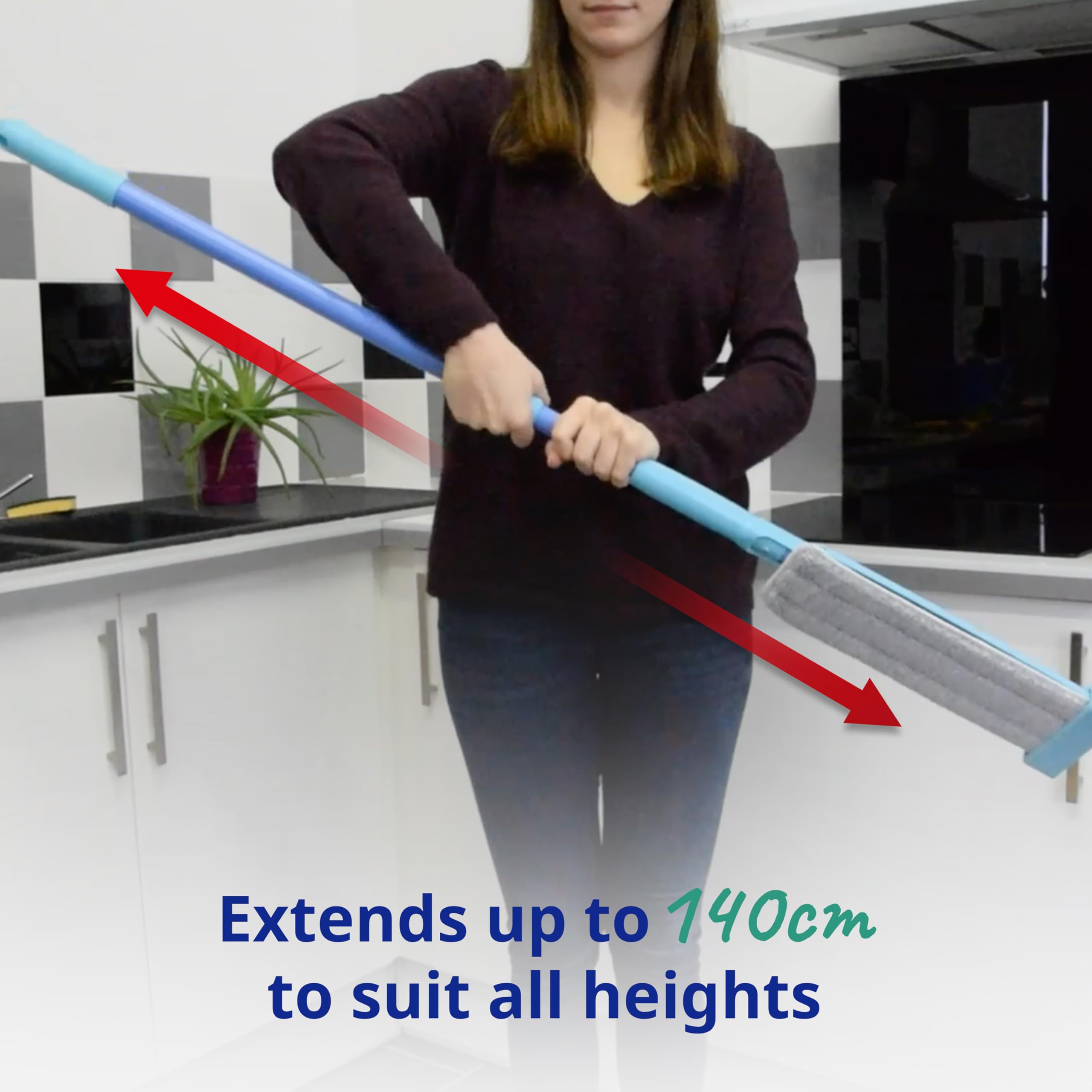 Spontex Easy Max+ Microfibre Flat Mop - Integrated Wringer | Telescopic Handle | Machine Washable Head 6