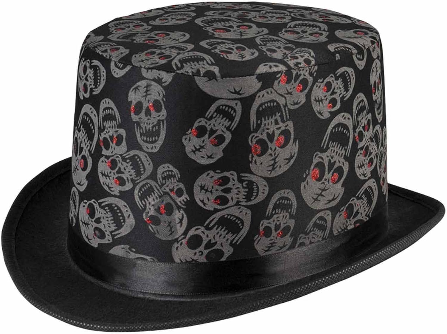 Boland Day of the Dead Skull Top Hat - Black Fancy Dress Accessory for Adults 1