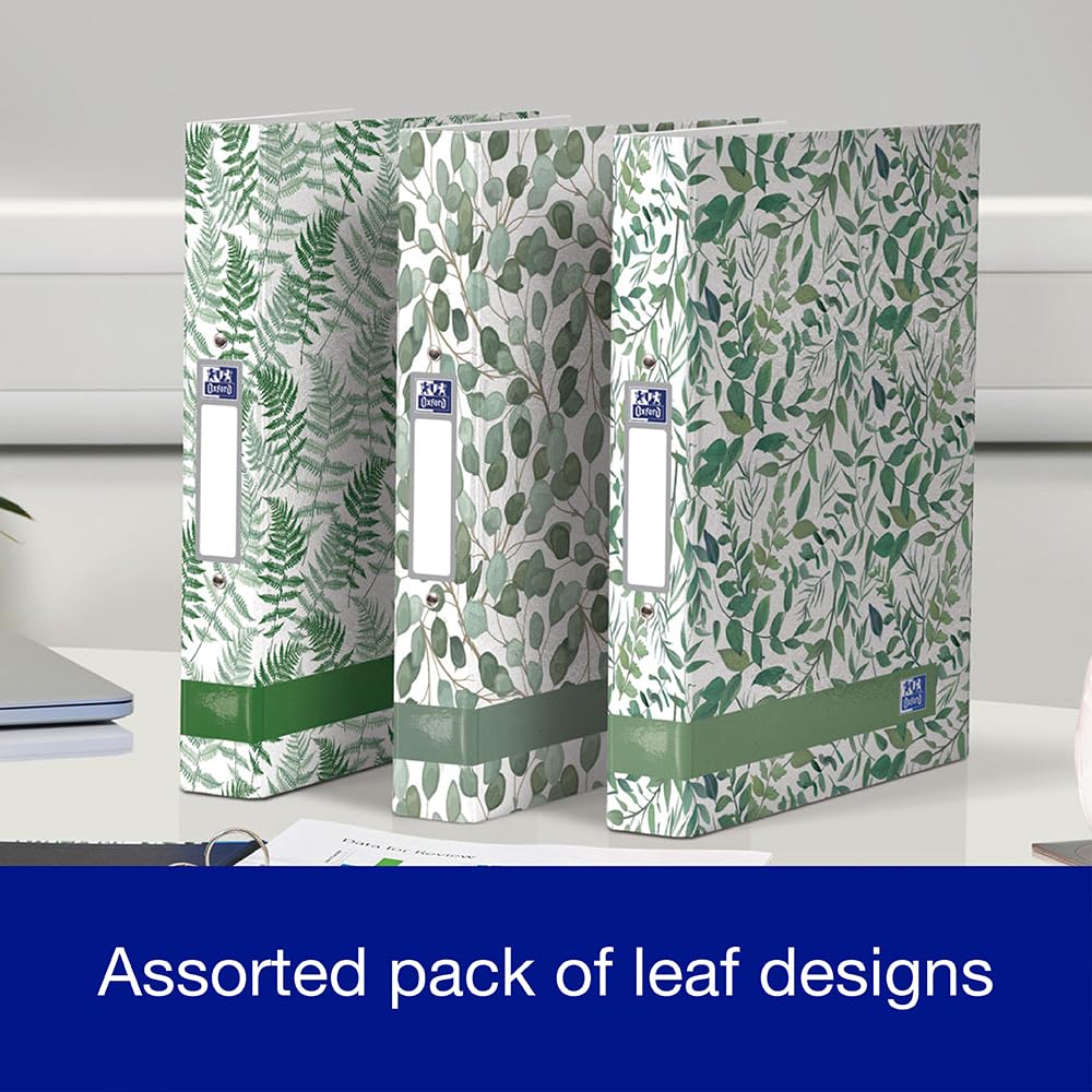 Oxford A4 Ring Binder - Leaves Design, 40mm Spine, 250 Sheet Capacity | Pack of 3 7