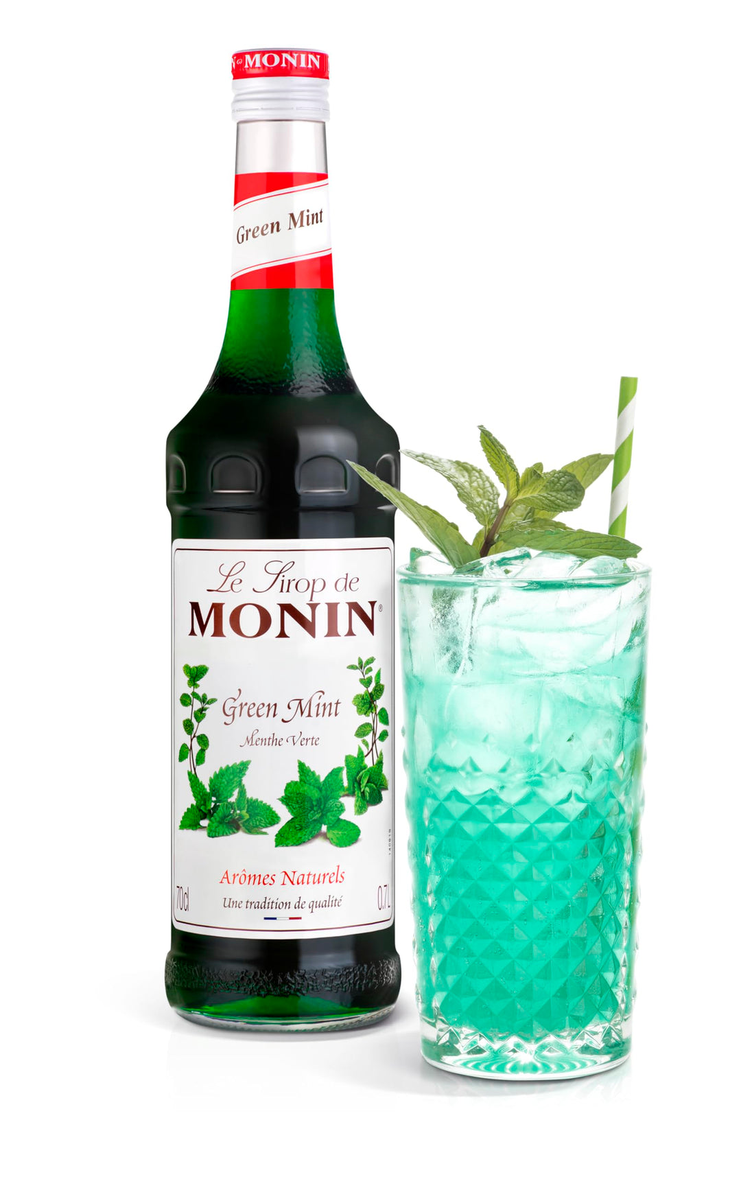 MONIN Green Mint Syrup 700ml - Vegan, Allergen-Free, Natural Flavouring for Cocktails, Mocktails & Drinks