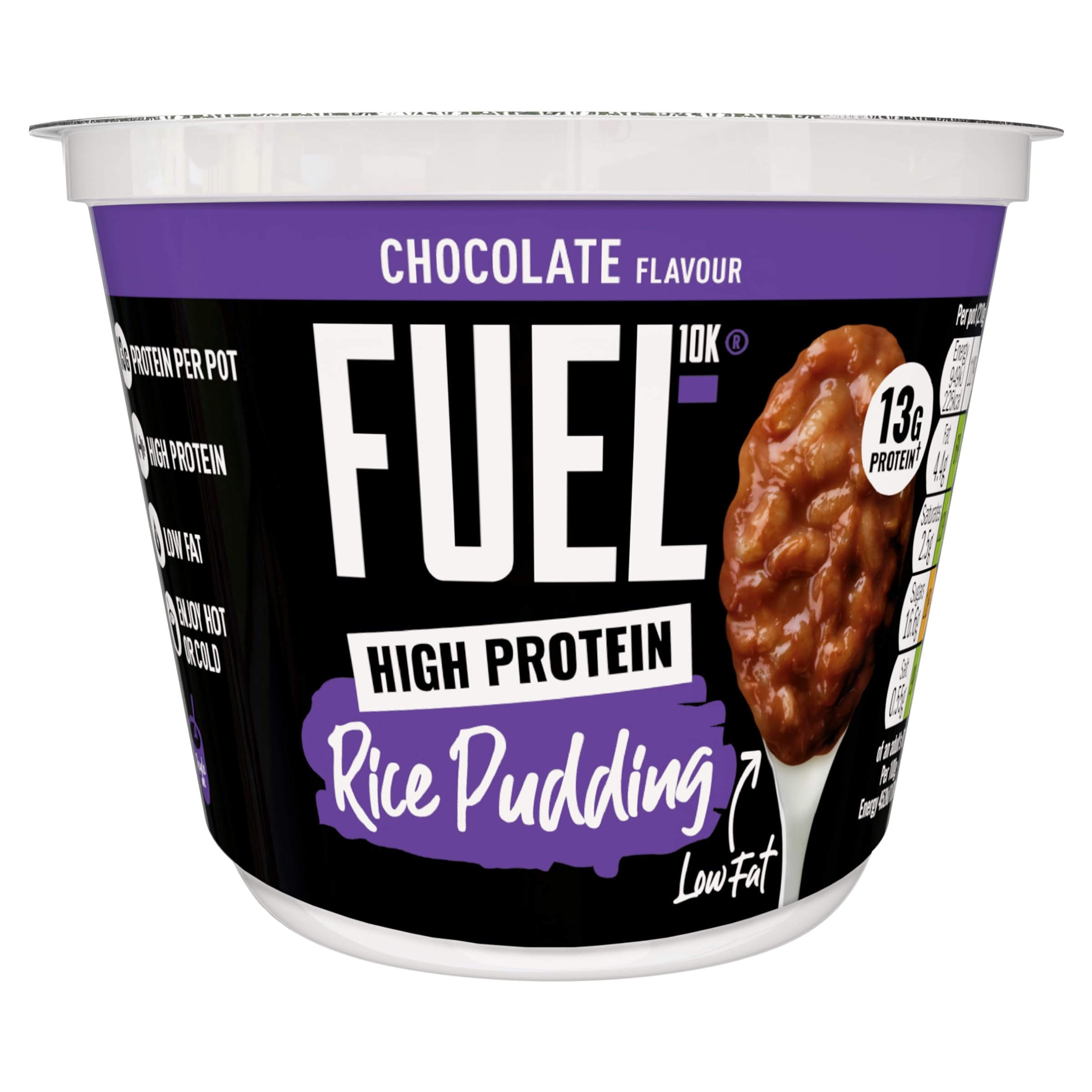 FUEL10K Chocolate High Protein Rice Pudding - 210g Pots, Pack of 6 5