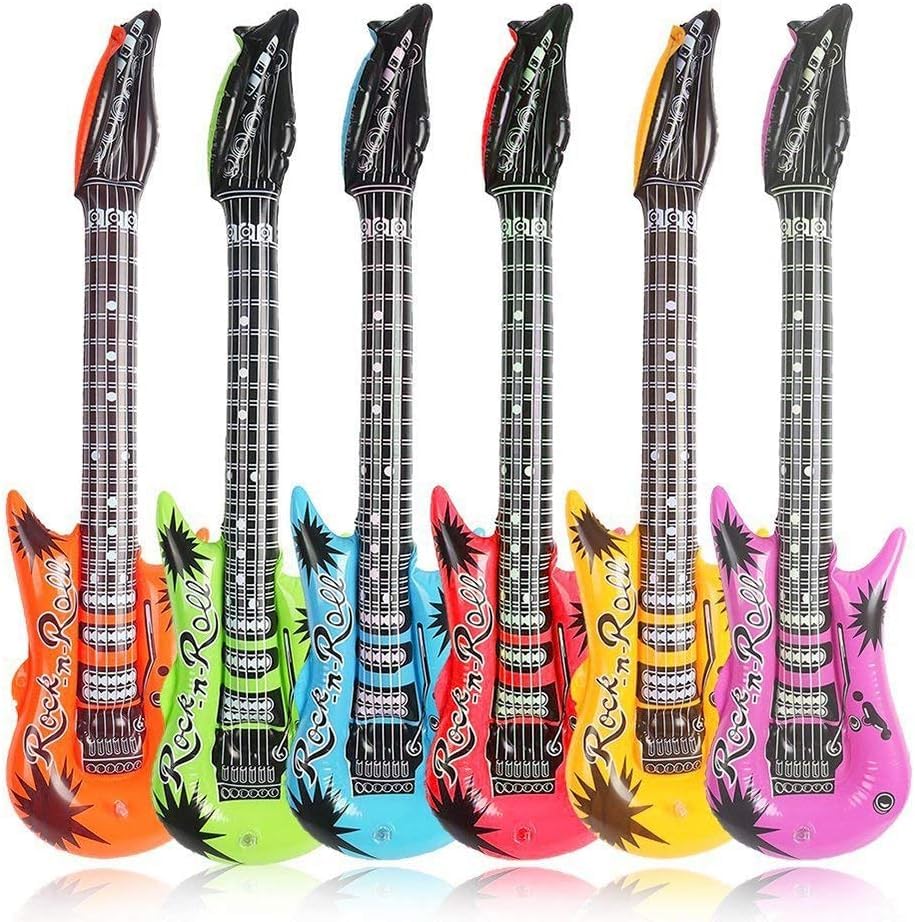 SHATCHI 5Pcs Inflatable Guitar Toy for Kids - 90cm Rock Star Party Favor 1