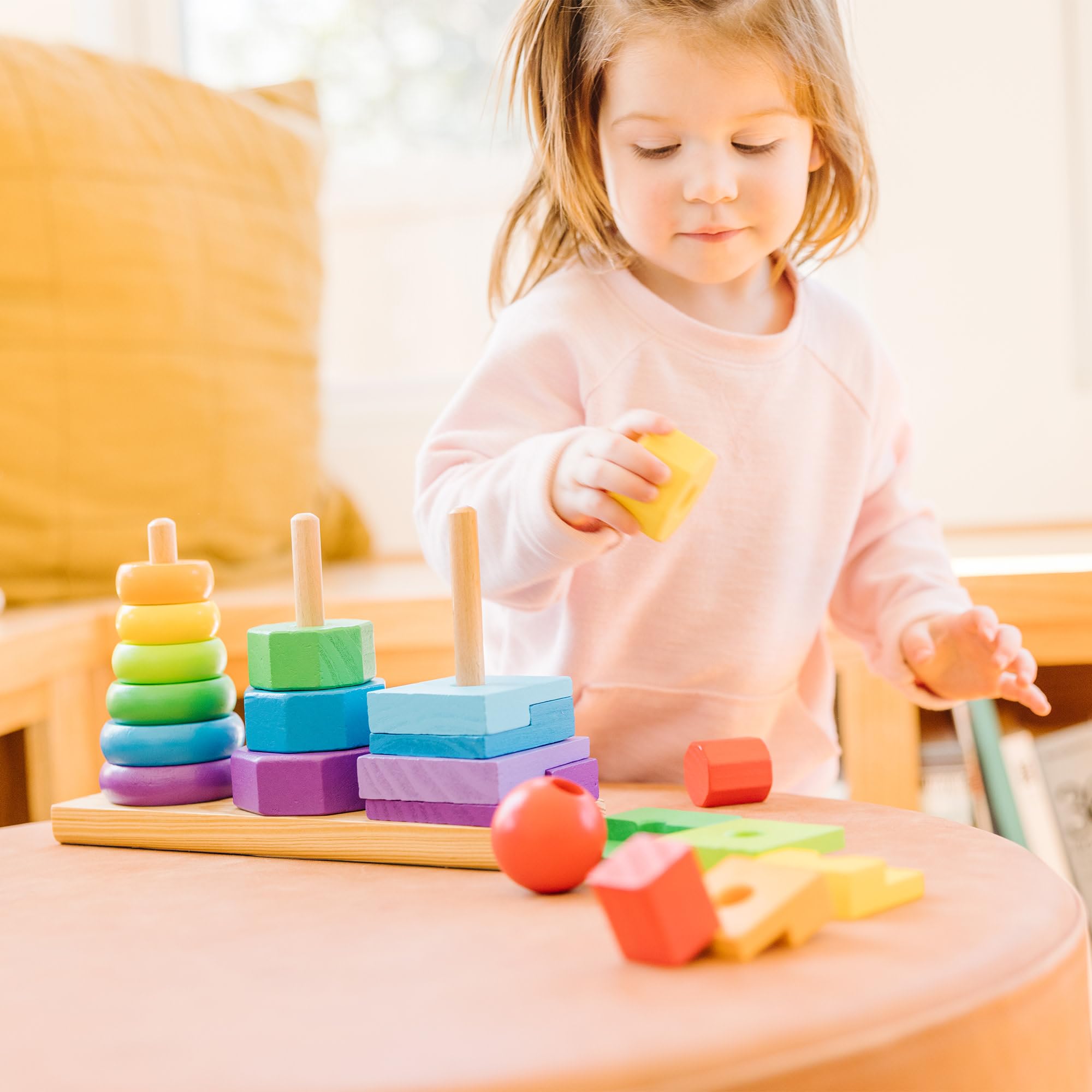 Melissa & Doug Geometric Stacker Wooden Development Toy | Ages 2-4 | Builds Motor Skills 5