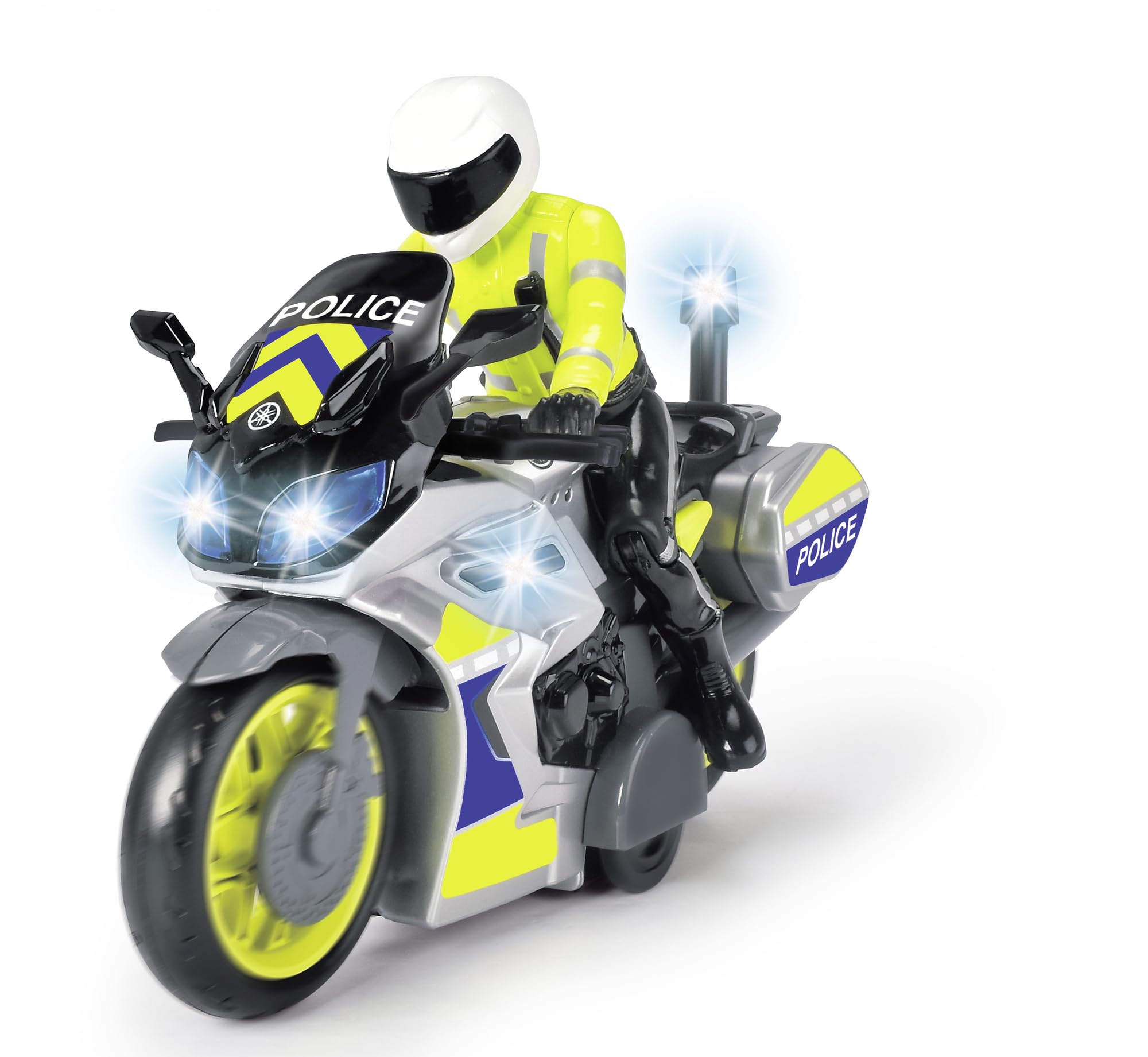 Dickie Toys 203712018 Yamaha Police Motorcycle with Officer Figure - Friction-Powered Ride-On Toy with Lights & Sound for Kids 3+ 8