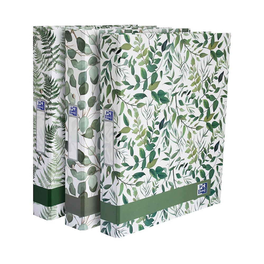 Oxford A4 Ring Binder - Leaves Design, 40mm Spine, 250 Sheet Capacity | Pack of 3 1
