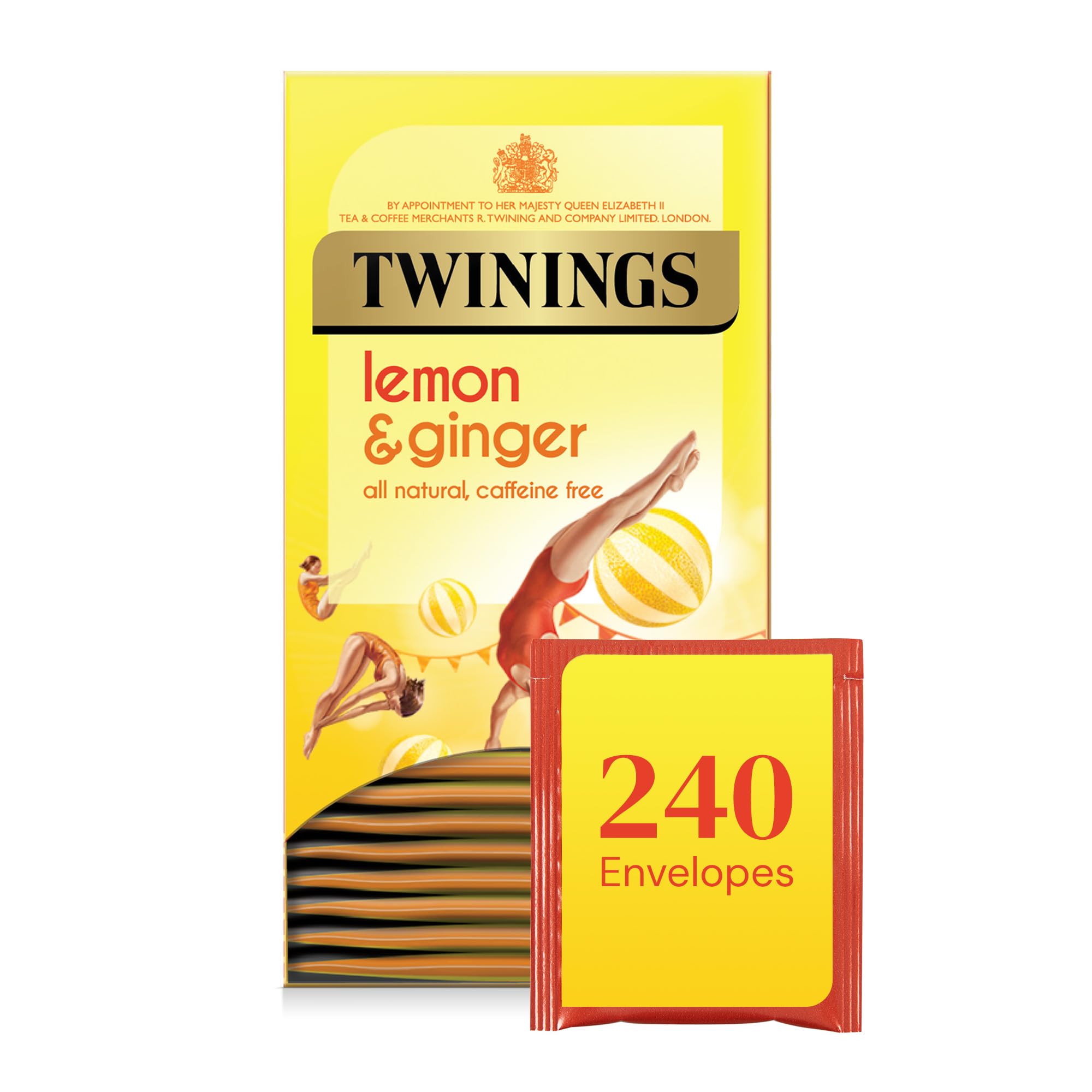 Twinings Lemon and Ginger Herbal Tea Infusion - 12 Boxes of 20 Teabags | Naturally Caffeine Free