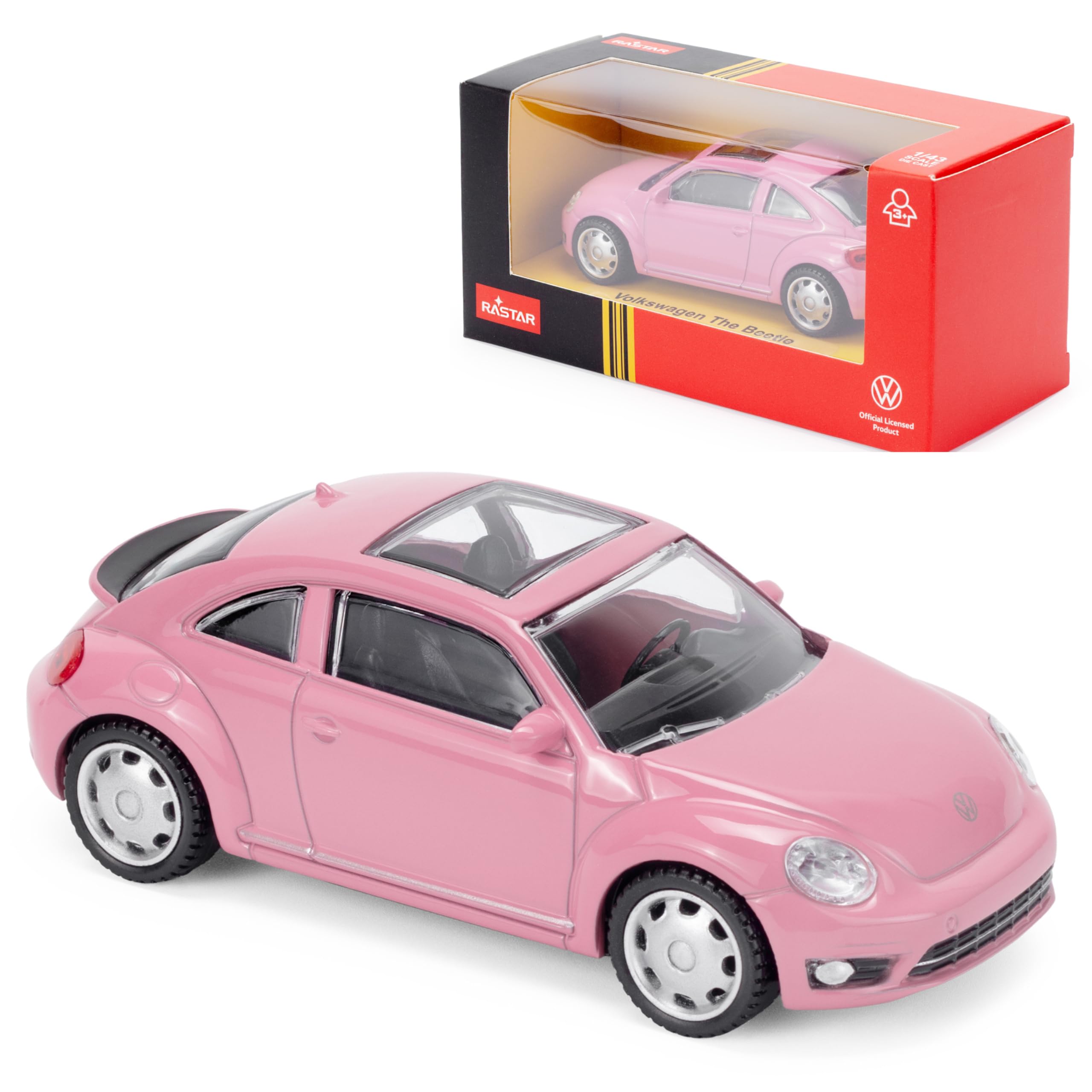 Volkswagen Beetle 1:43 Scale Die-Cast Model Car - Pink | Officially Licensed Collectors Edition