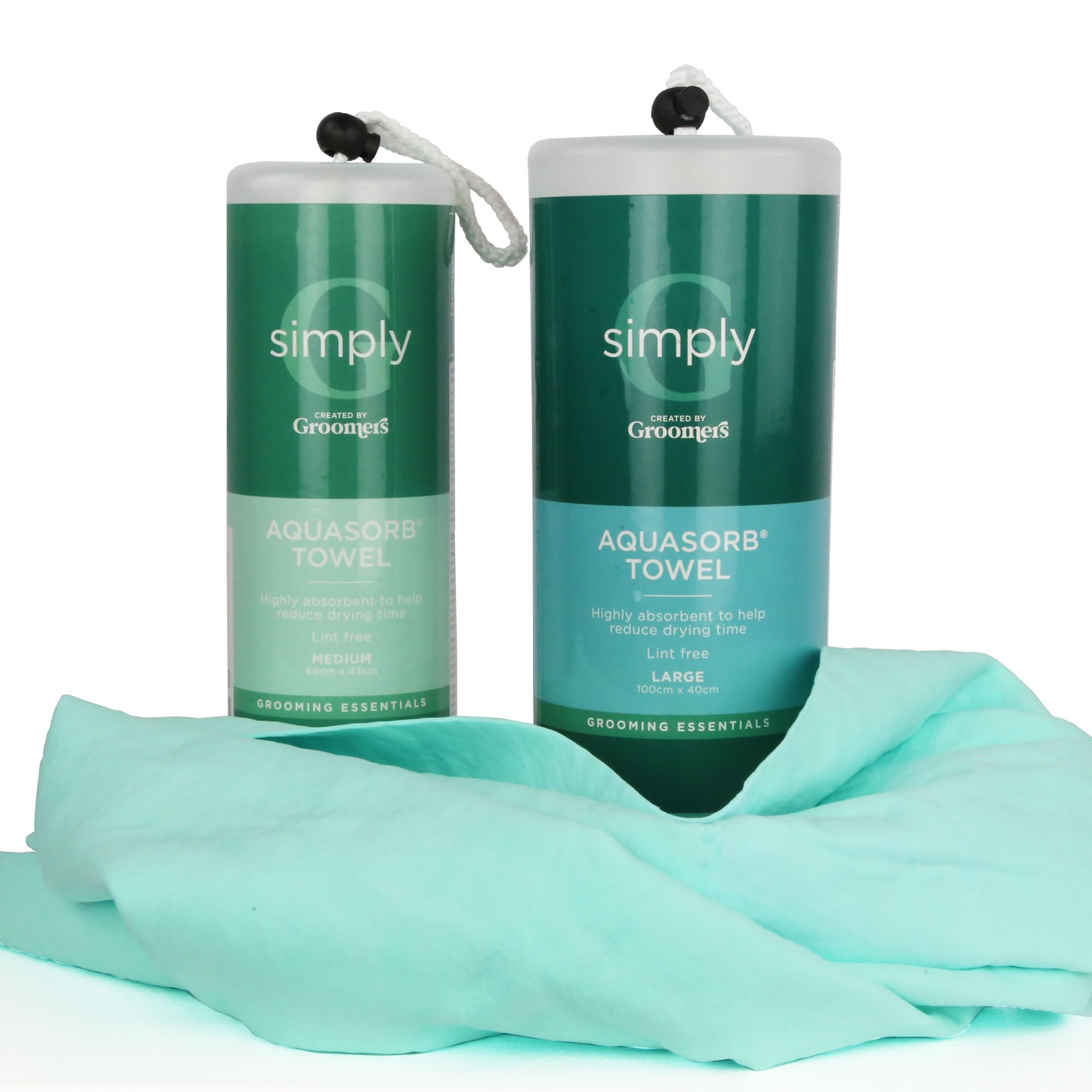 Groomers Aquasorb Pet Towel - Medium Size Microfibre Chamois for Dogs | Green 3