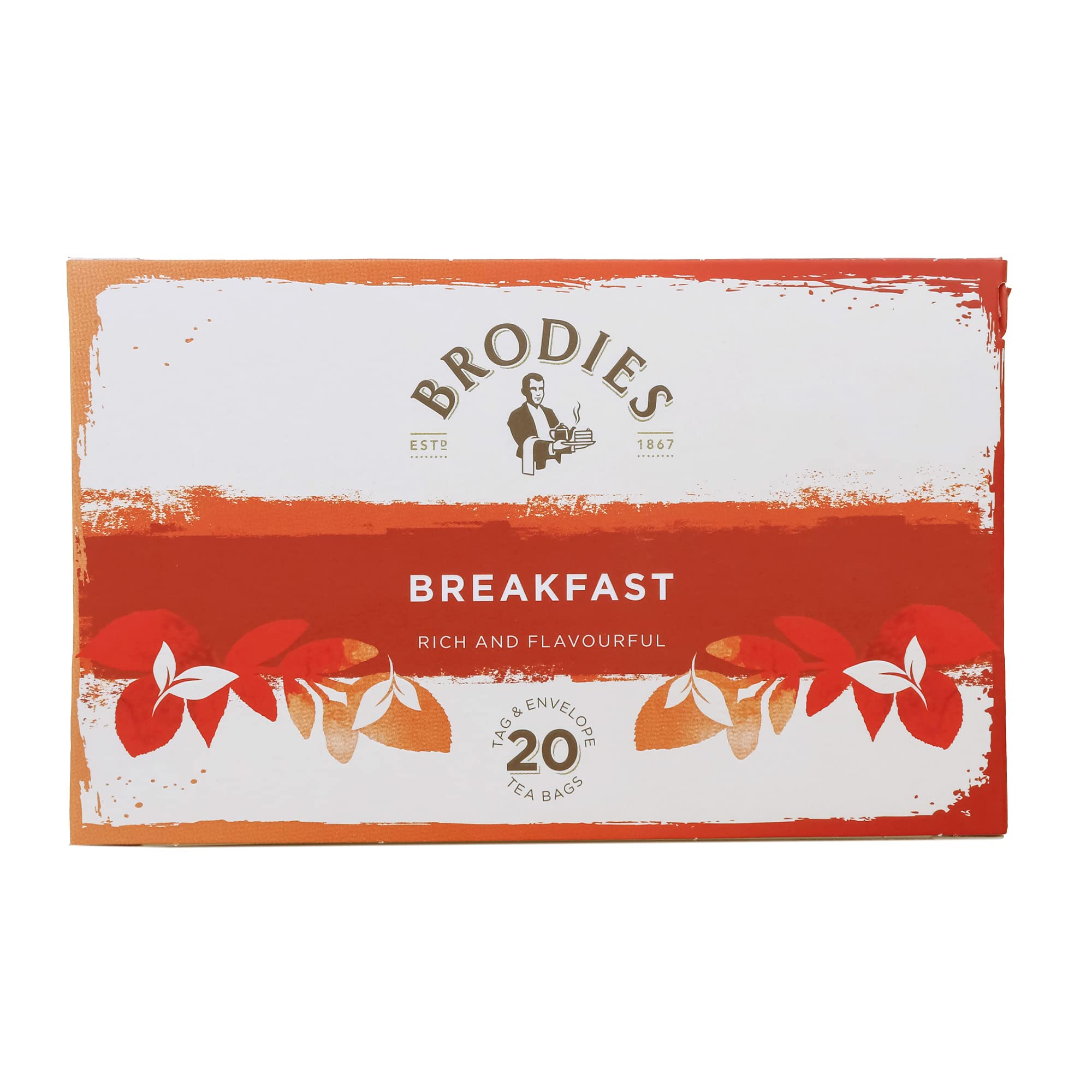 Brodies Breakfast Tea - 6 Boxes of 20 Individually Wrapped Tea Bags (120 Total) - Scottish Black Tea Blend 6