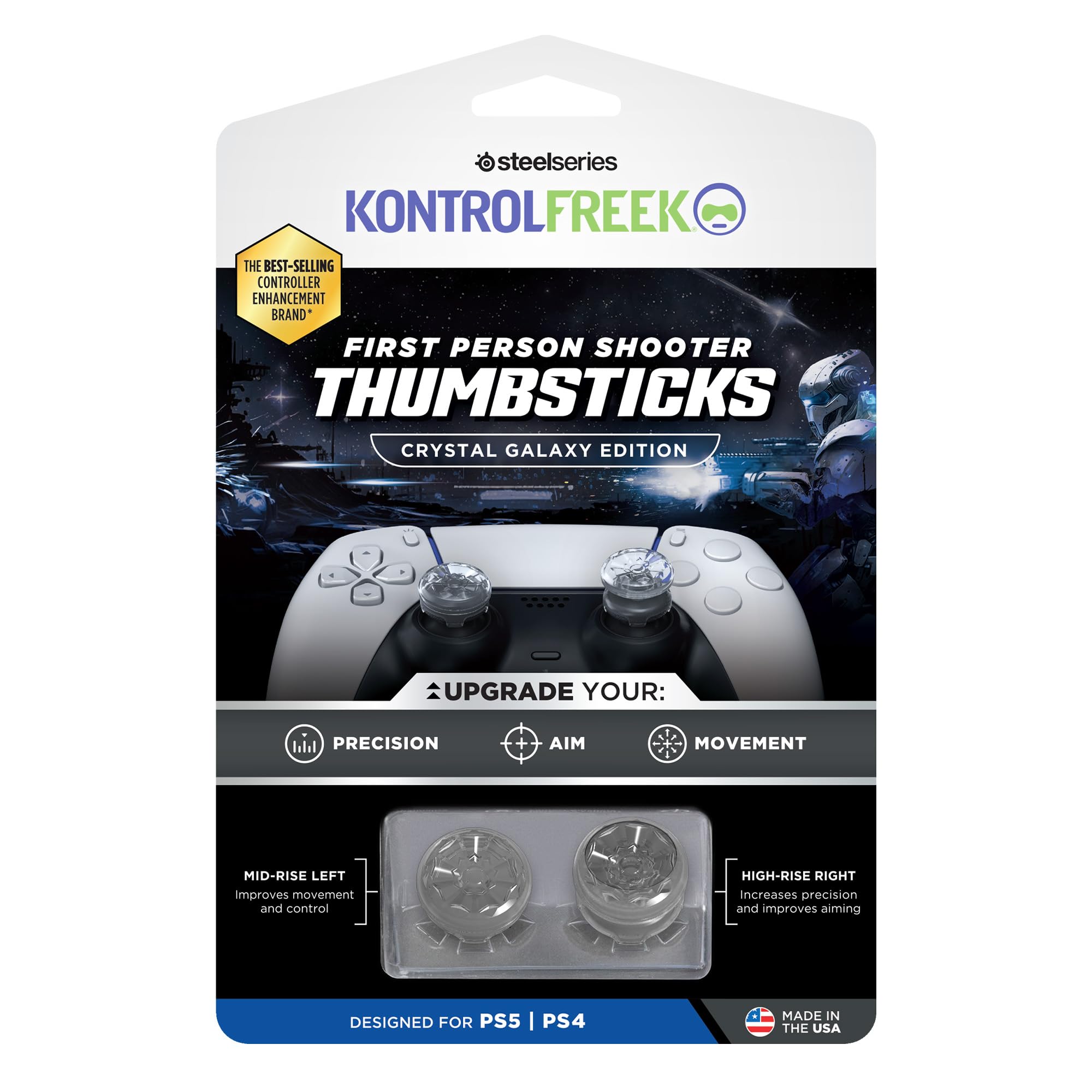 KontrolFreek FPS Freek Galaxy Crystal Thumb Grips for PS4 & PS5 | Dual-Height Precision 7