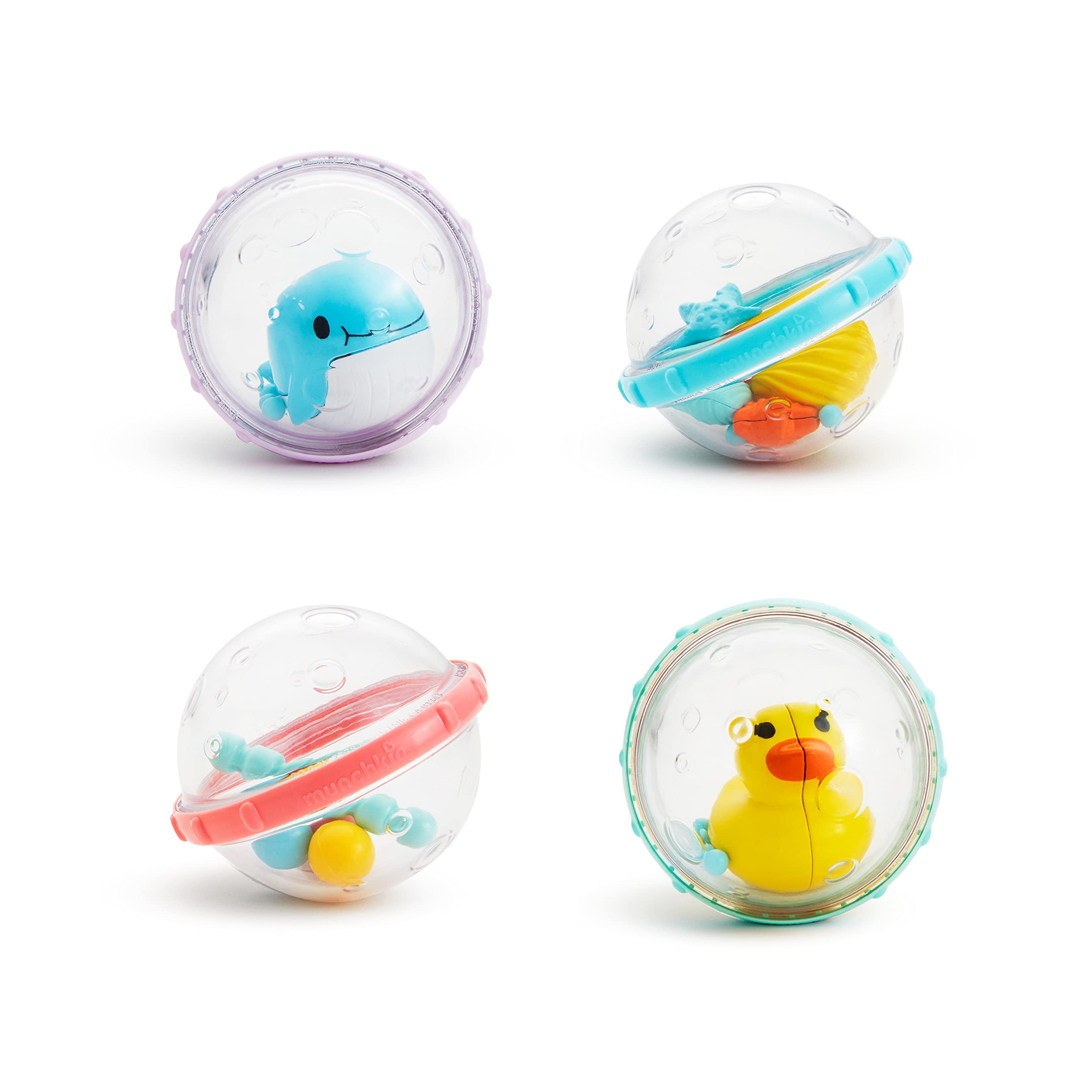 Munchkin Float and Play Bubbles Badespielzeug – Drehendes, rasselndes und schwimmendes Wasserspiel für Babys ab 4 Monaten