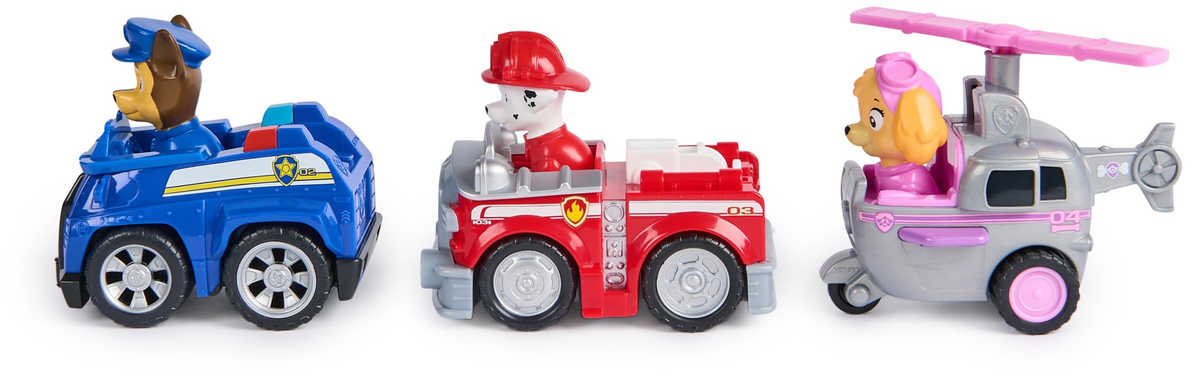 Paw Patrol Deluxe Rescue Racers Triple Pack (Chase, Marshall, Skye) | Pull-Back Action | Ages 3-9 3