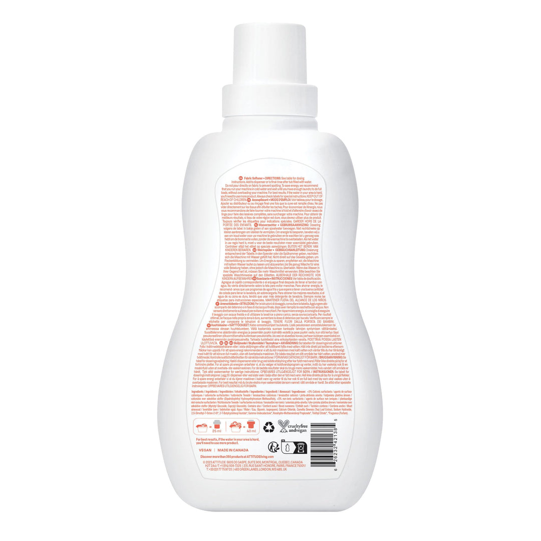 ATTITUDE Baby Fabric Softener Liquid - EWG Verified, Natural Origin, Dermatologically Tested