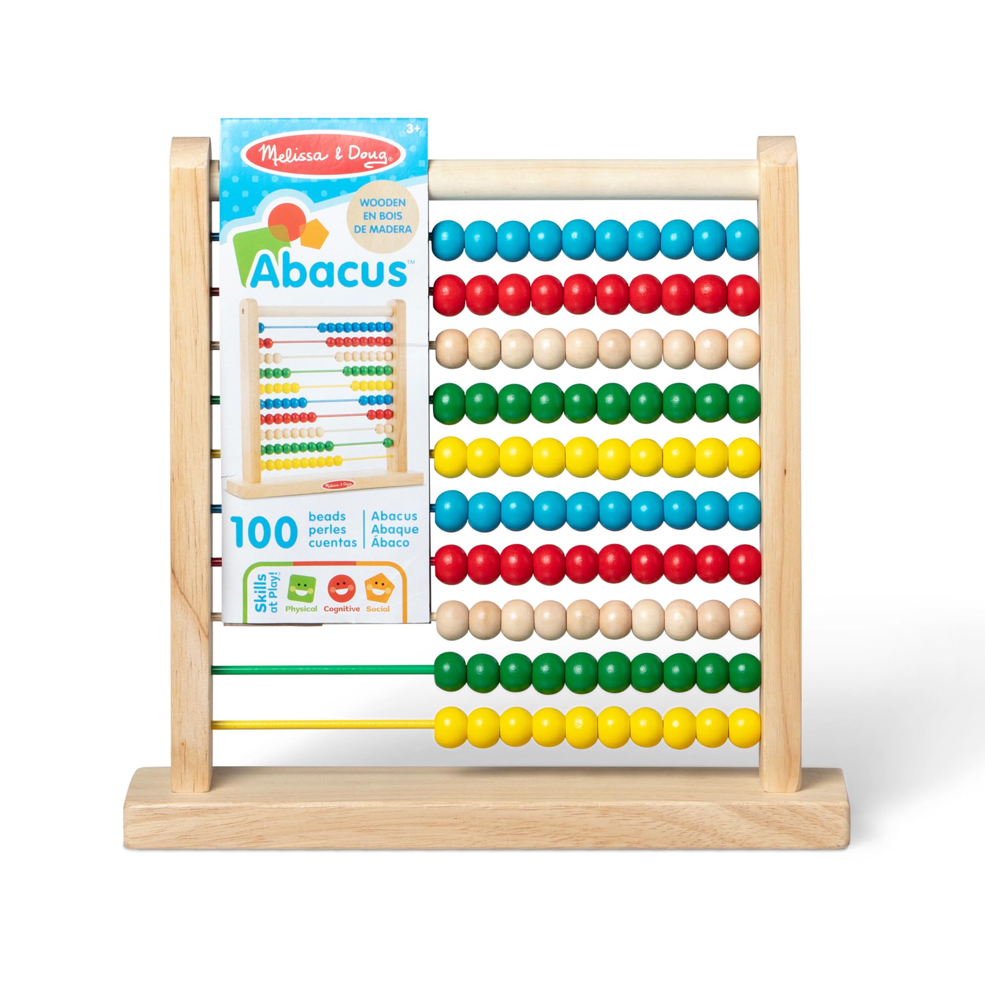 Melissa & Doug Classic Wooden Abacus Counting Toy with 100 Beads for Ages 3+ 3