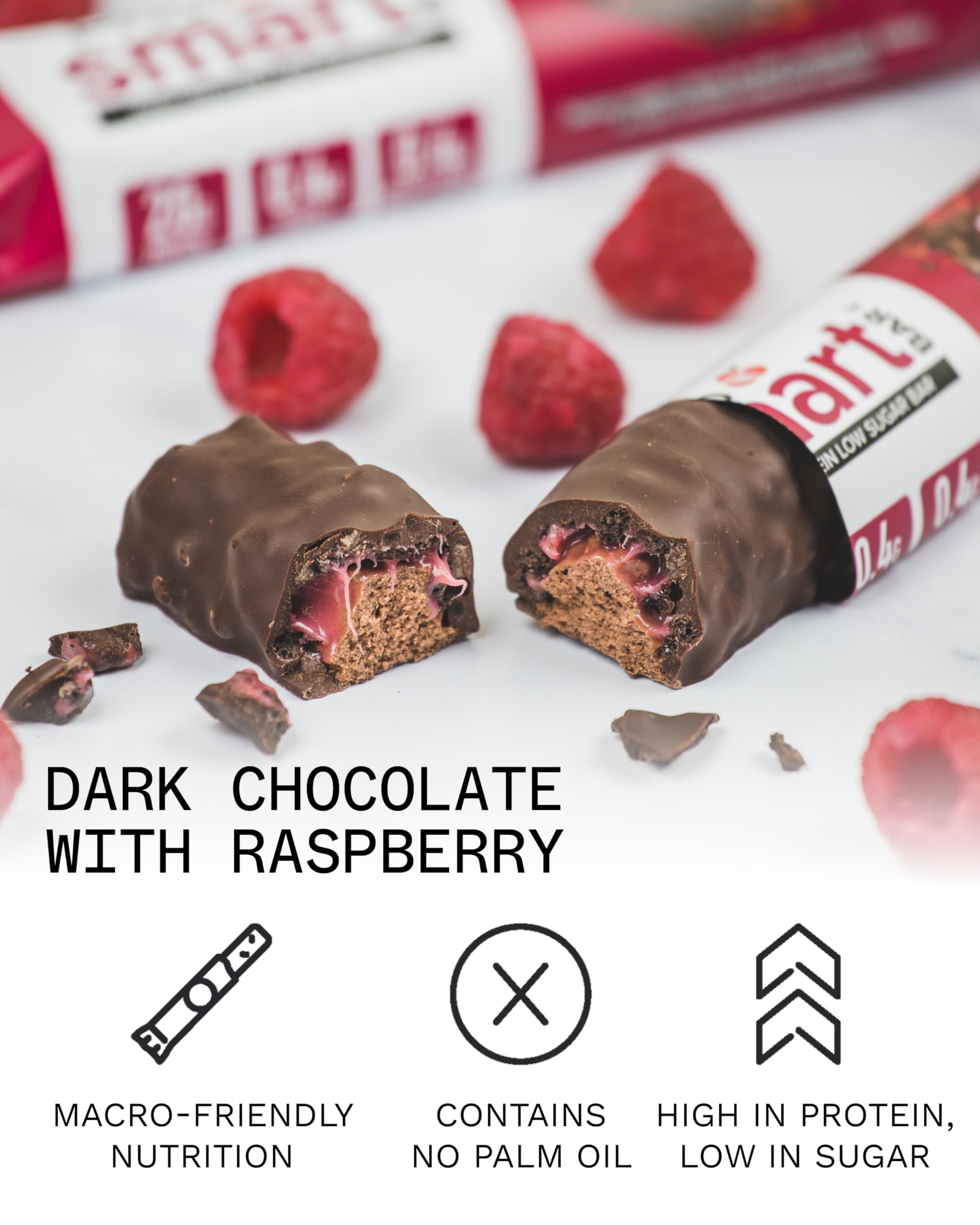 PhD Smart Protein Bar Low Sugar, Chocolate Raspberry Flavour, 21g Protein, 64g Bar (12 Pack) 2