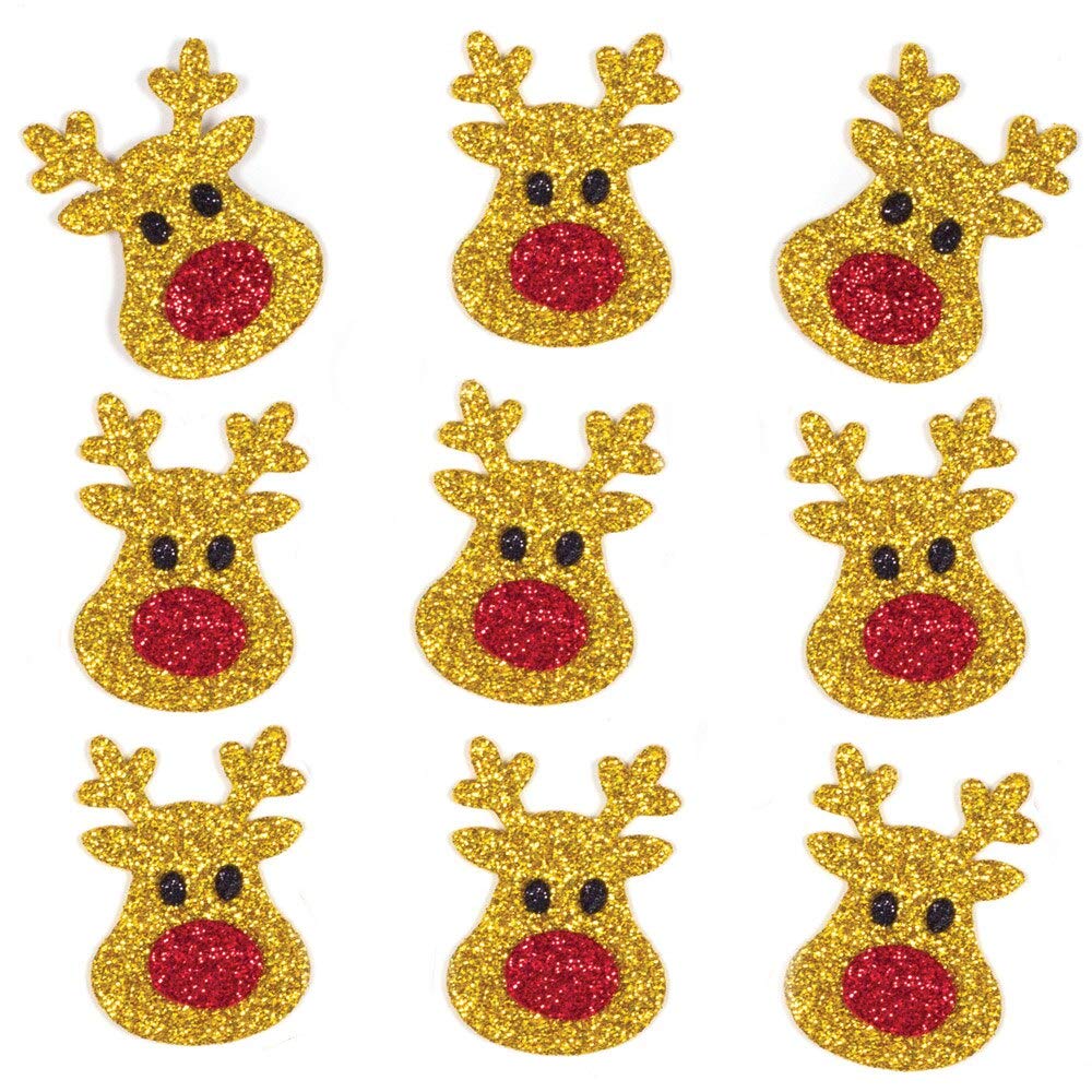 Baker Ross AT177 Reindeer Christmas Glitter Stickers (Pack of 100) 1