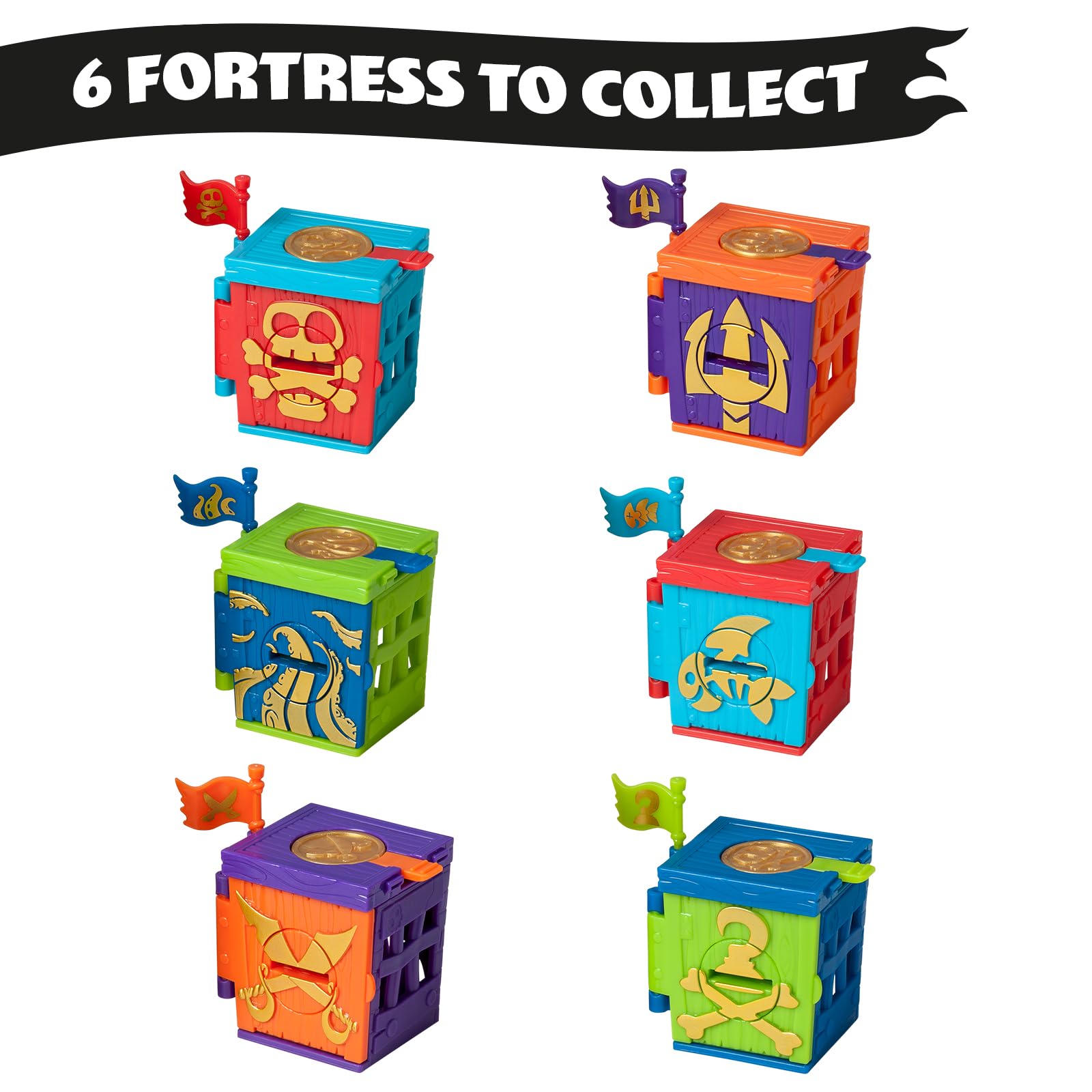 PIRATIX Golden Treasure Series – Captain Bones Captain Pack with 4 Piratix Figures 3