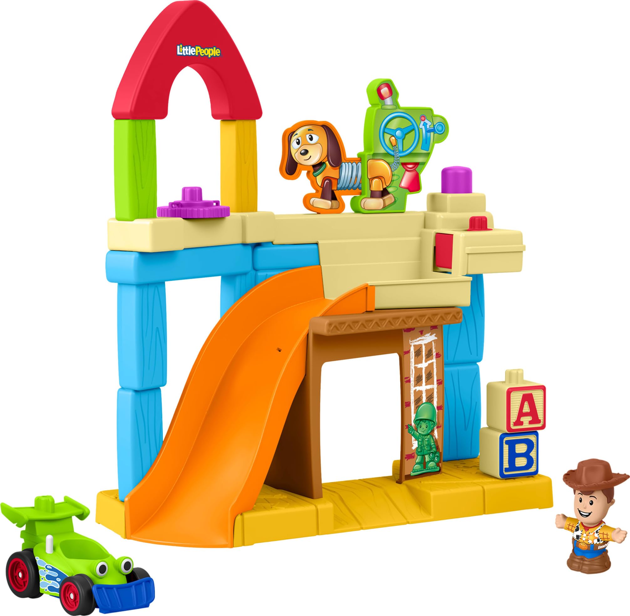 Fisher-Price Little People Toy Story Andy’s Room Playset with Woody Figure and RC Vehicle | Ages 18m+ 1
