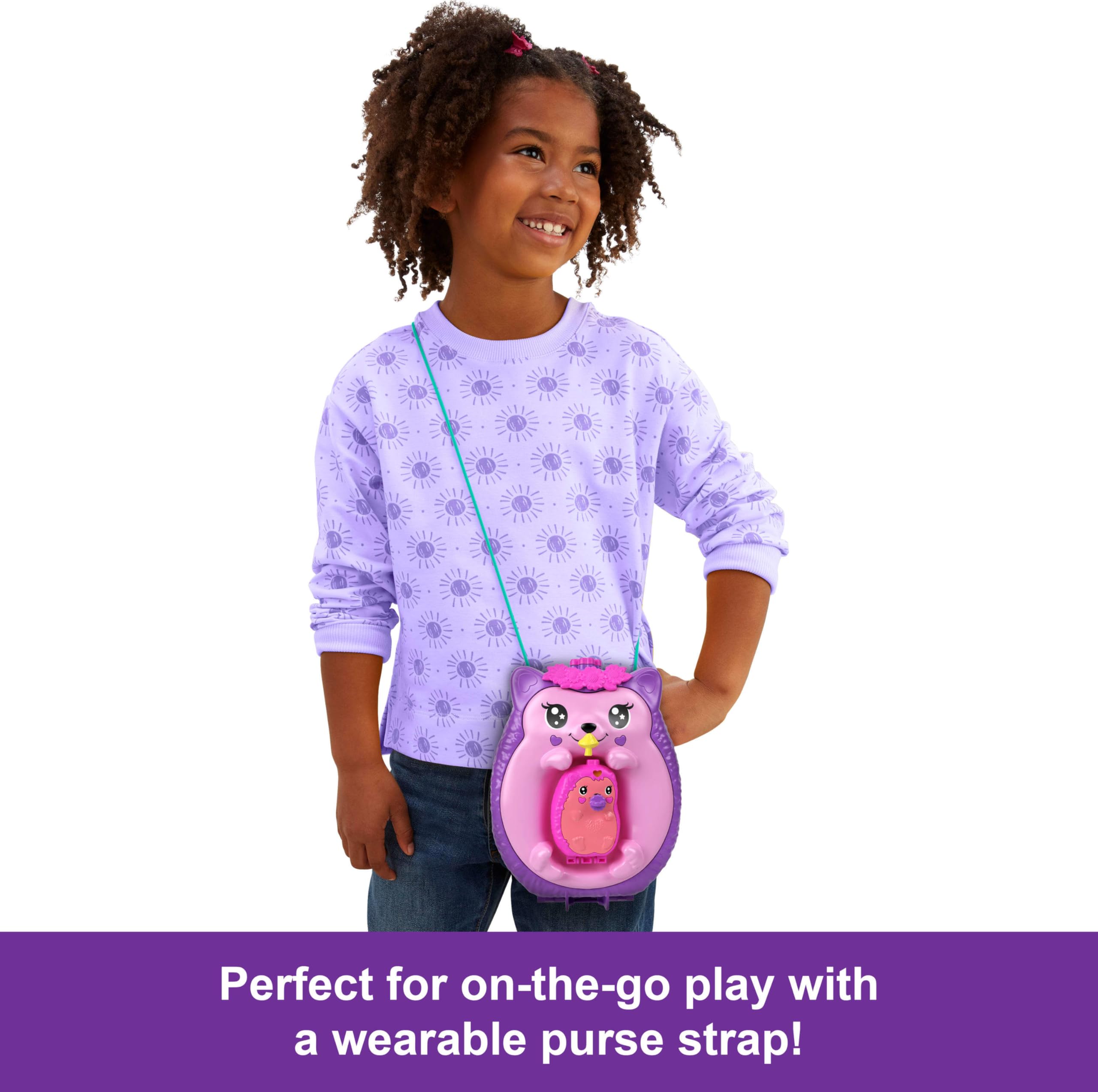 Polly Pocket 2-in-1 Travel Toy with 2 Micro Dolls and 16 Accessories, Hedgehog Purse Playset JBJ91 5