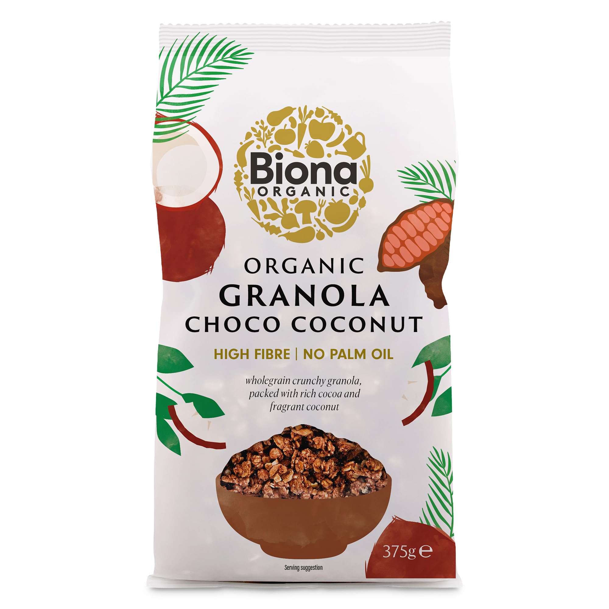Biona Organic Choco-Coconut Granola - High Fibre, Slow Energy Release | 375g 1