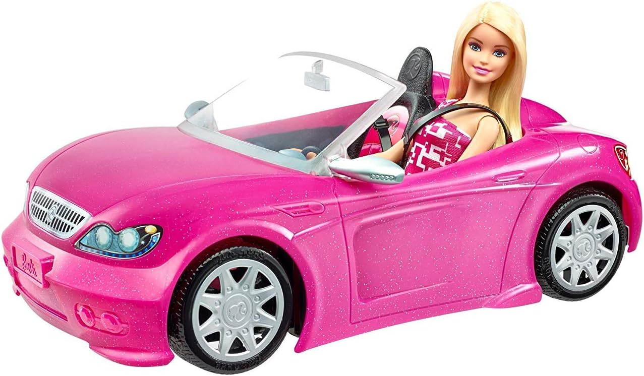 Barbie Convertible and Doll Pack - Sparkly Pink Vehicle with Realistic Details for Imaginative Play 1