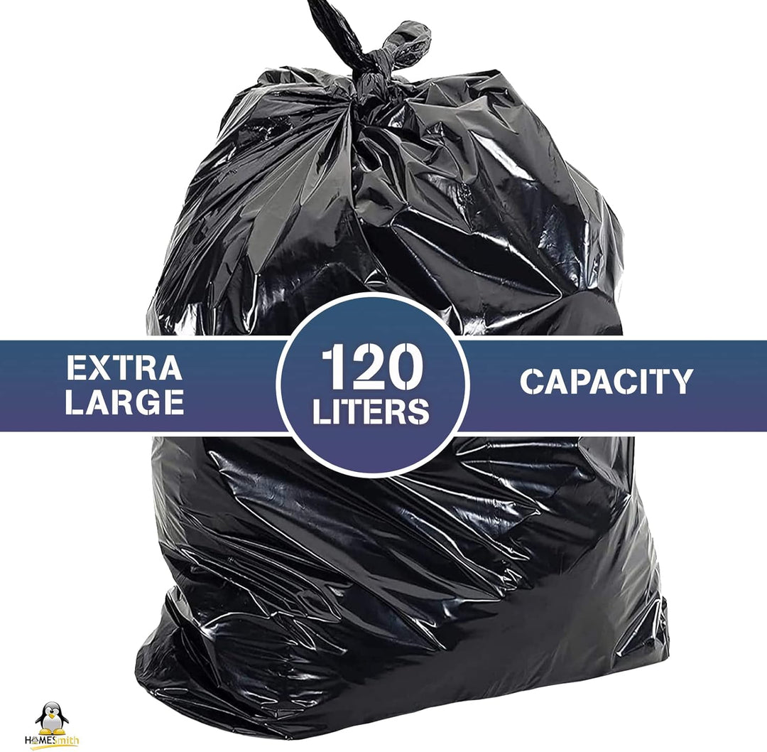 HOMESmith Extra Large Heavy Duty Eco Friendly Refuse Sacks - 120L Black Bin Bags Pack of 10