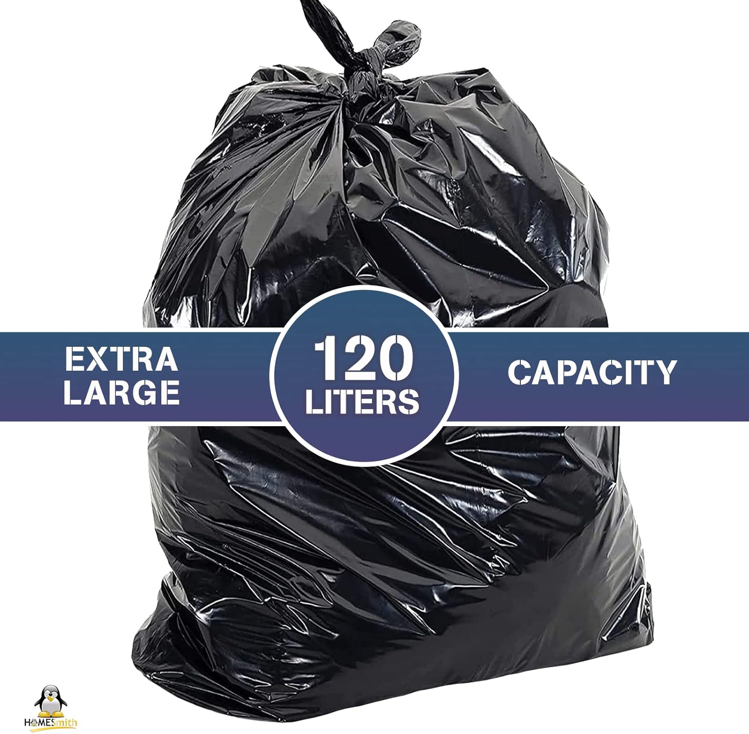 HOMESmith Extra Large Heavy Duty Eco Friendly Refuse Sacks - 120L Black Bin Bags Pack of 10 4
