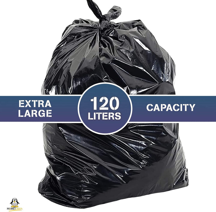 HOMESmith Extra Large Heavy Duty Eco Friendly Refuse Sacks - 120L Black Bin Bags Pack of 10