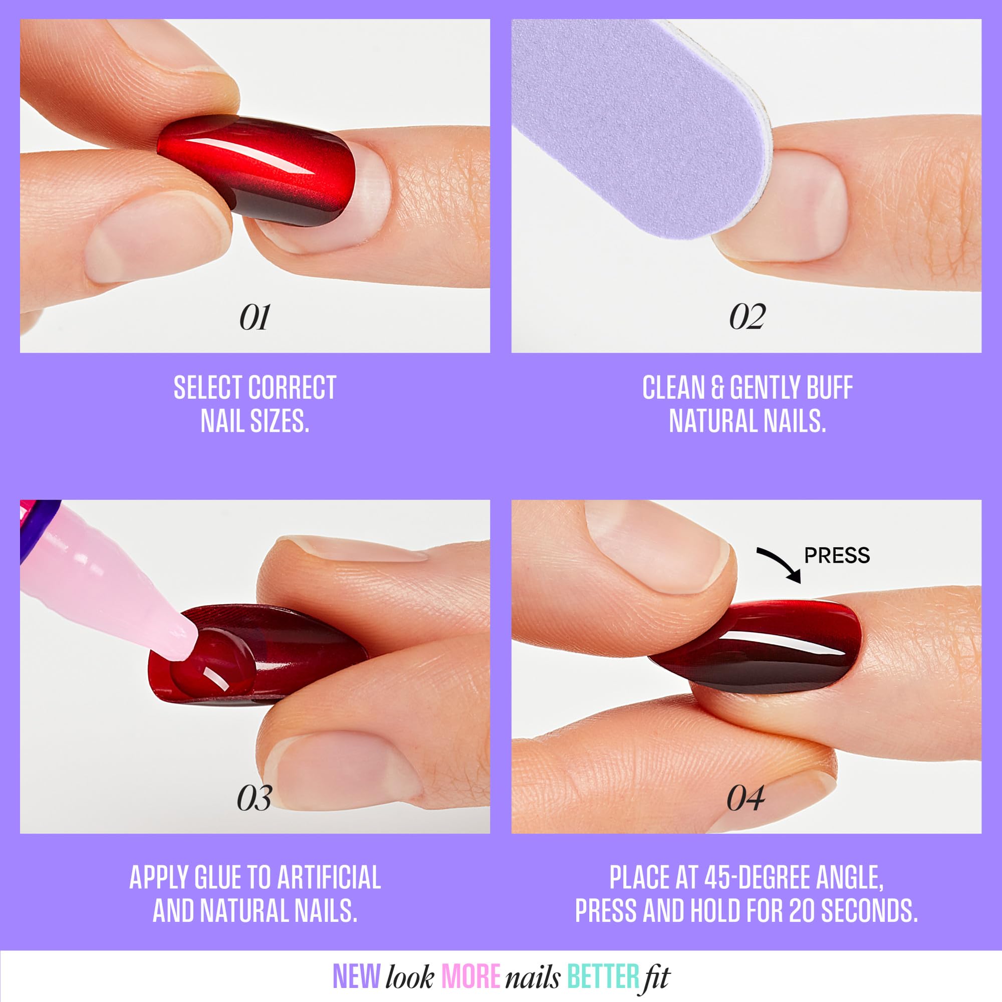 KISS CORE Press On Nails - French Tip Almond Short, White, 32 Count with Glue