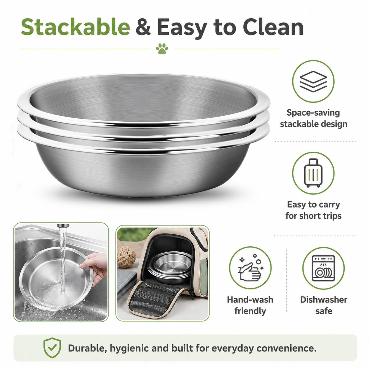 JADUFHU Stainless Steel Cat Bowls - 3 Pcs, 5.5 Inch Diameter, Whiskers-Friendly Design 4