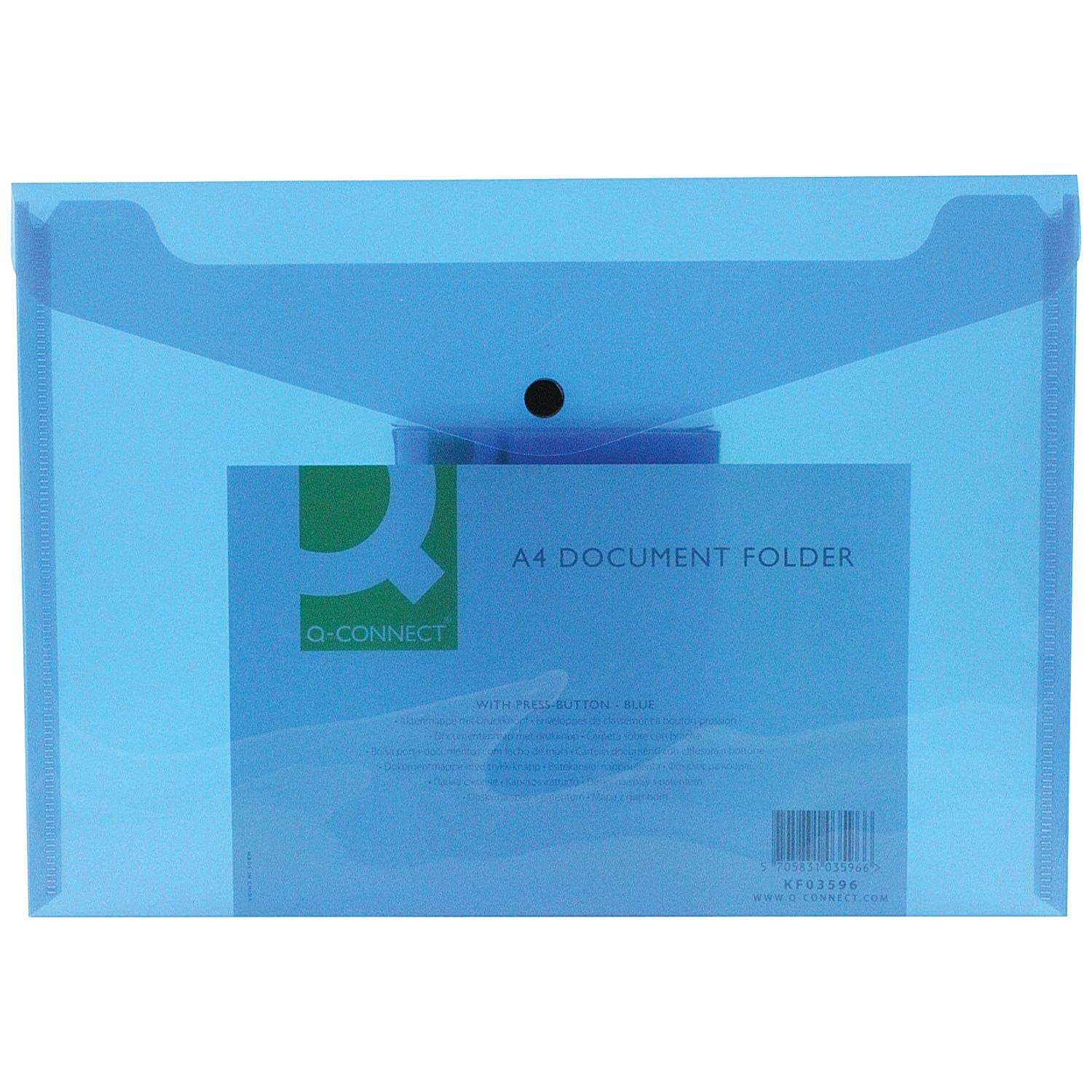 Q-Connect Polypropylene A4 Document Folder - Blue, Pack of 12 | Holds up to 150 Sheets