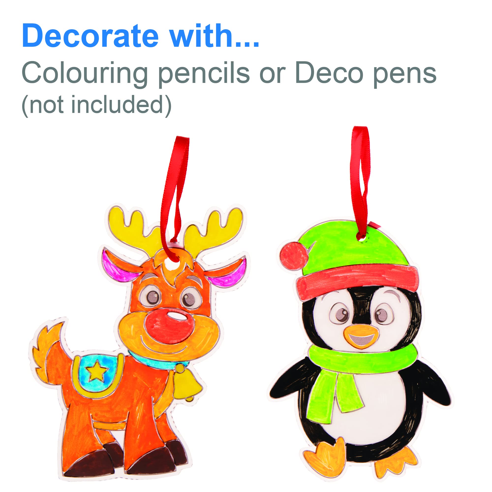 Baker Ross Christmas Super Shrink Decorations - Pack of 10 Plastic Craft Kit for Kids