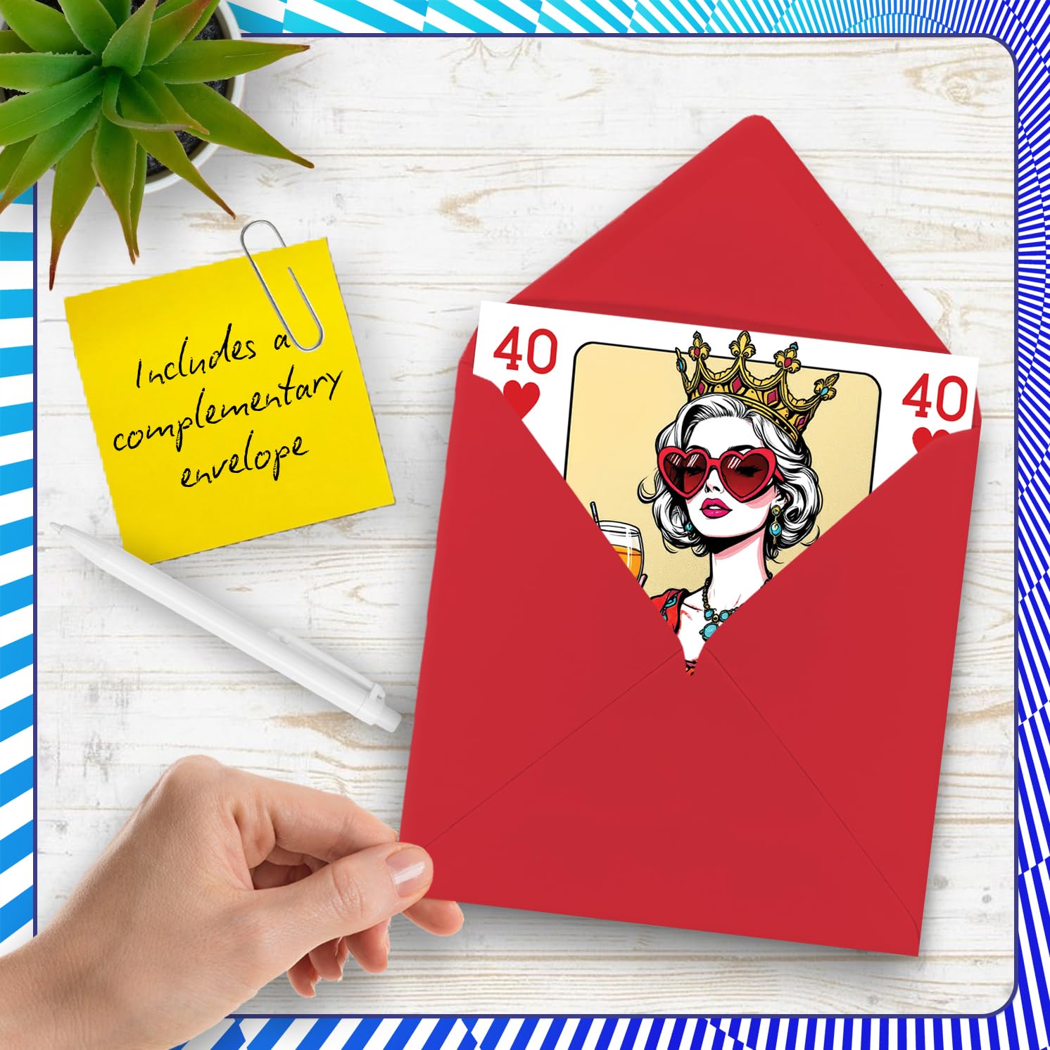 Stuff4 40th Birthday Card for Women - Queen Playing Card Design | 145mm Square 5