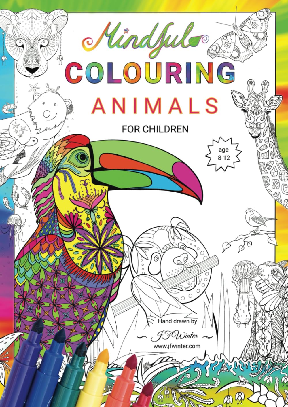 J F Winter Mindful Colouring Animals for Children - Activity Book | Ages 6-10 | 71 Pages 1