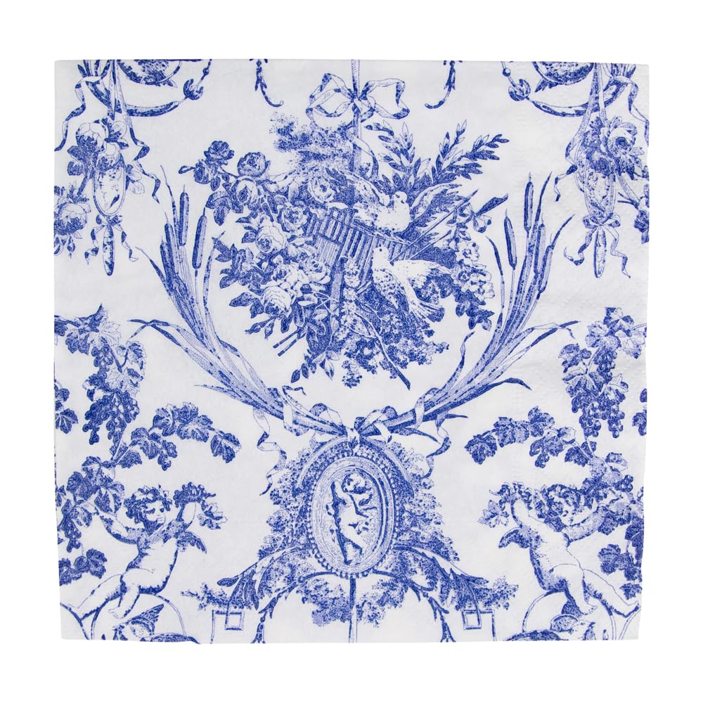 Caspari Romantic Toile Blue Luncheon Napkins - 20 Pack