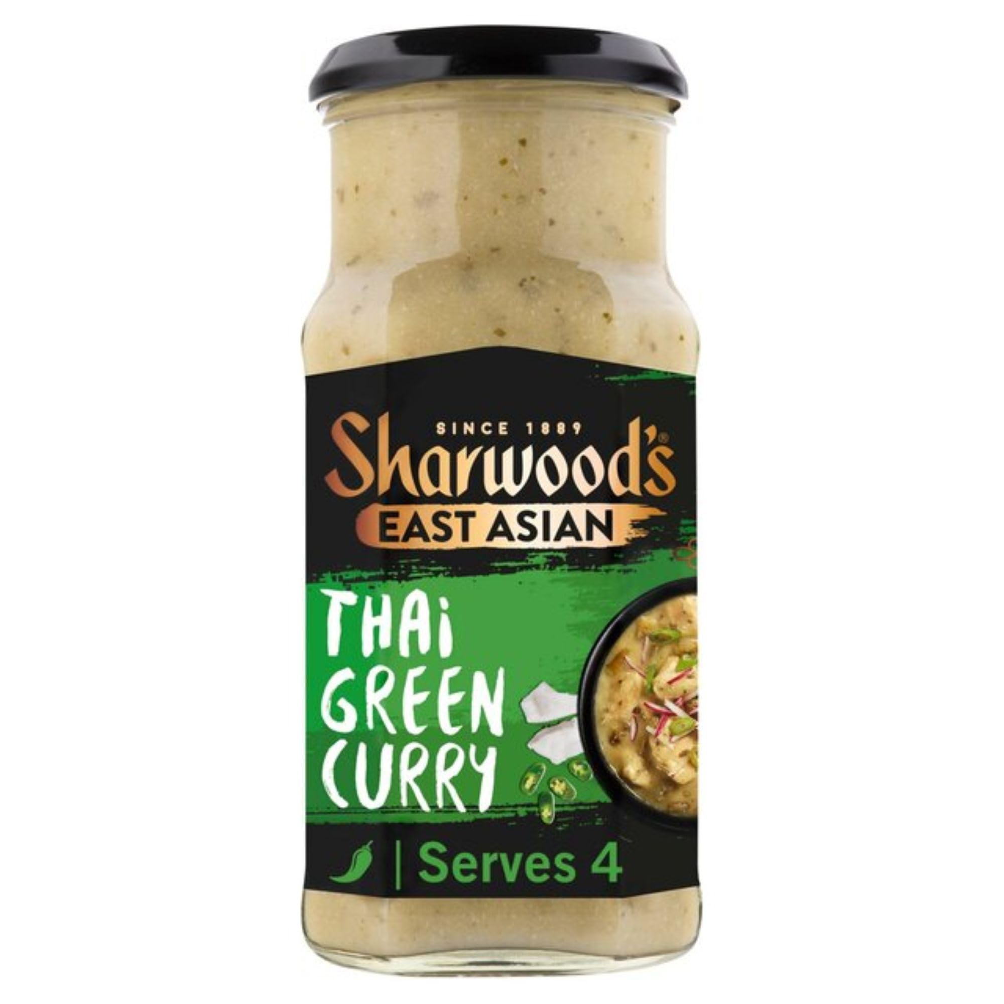 Sharwood's Thai Green Curry Sauce - Coconut Milk, Lemongrass & Green Chilli | 415g Jar