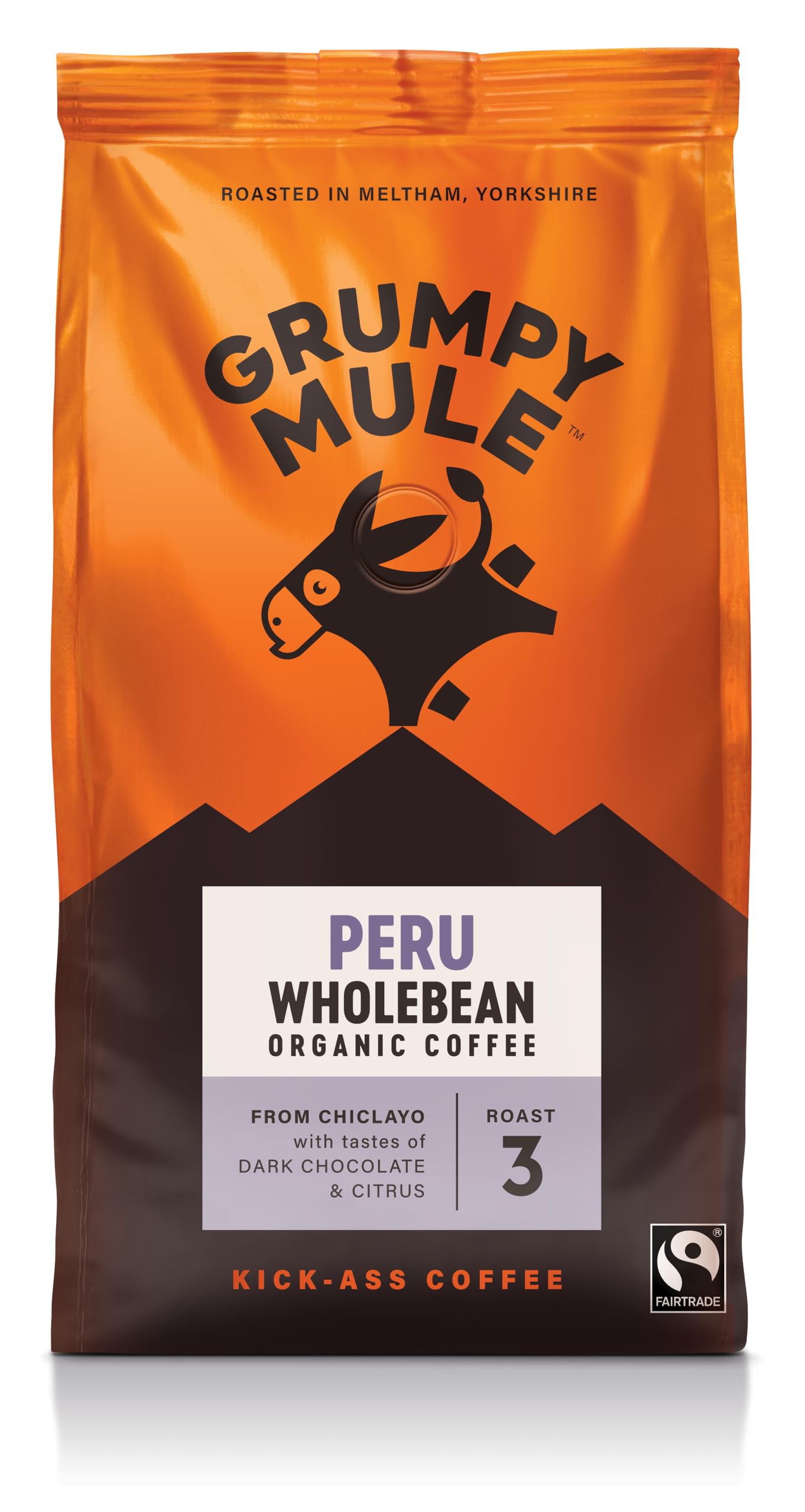 Grumpy Mule Peru Café Feminino Organic Whole Coffee Beans - Dark Chocolate & Citrus | 200g 1