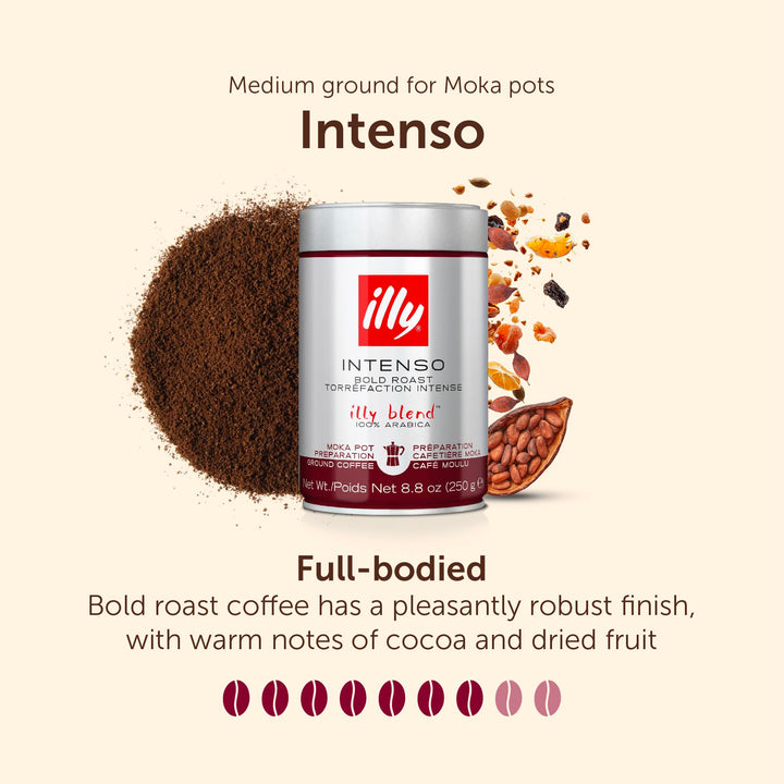 illy Intenso Ground Coffee - Dark Roast 100% Arabica - 250g