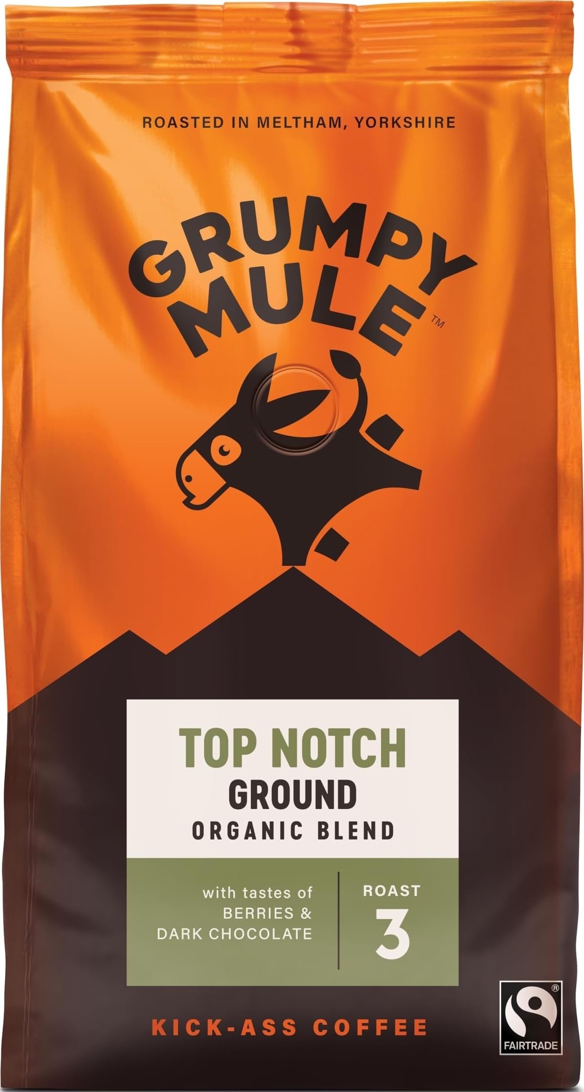 Grumpy Mule Top Notch Organic Blend Whole Coffee Beans - Roast Level 3 | Fairtrade & Organic Certified | 227g 1