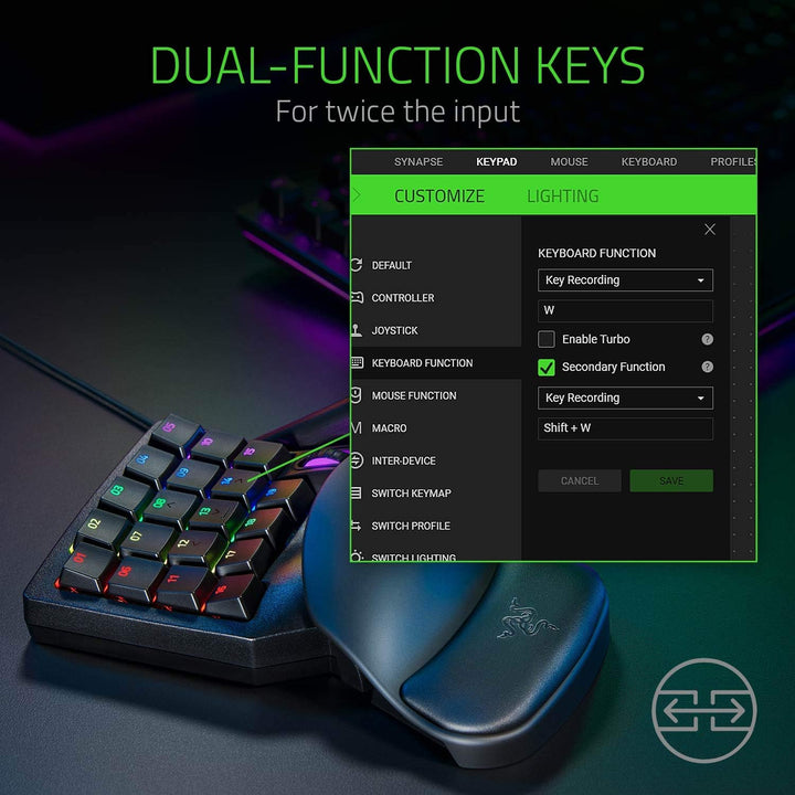 Razer Tartarus Pro Gaming Keypad - 32 Programmable Keys with Analog Optical Switches
