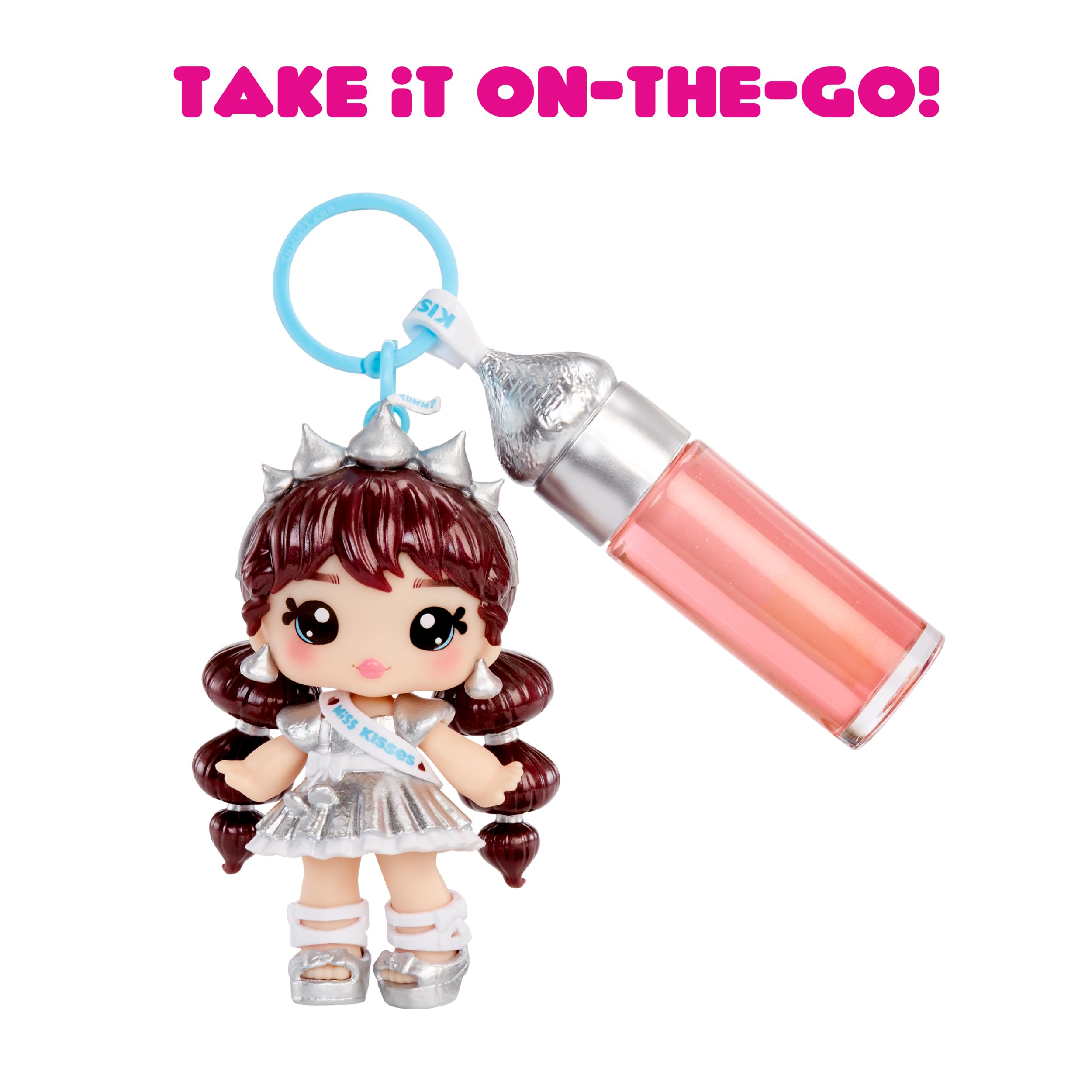 Yummiland x Blow Pop Lip Gloss Doll - Lulu Raspberry DIY Kit with Keychain, Articulated Fashion Doll & Customizable Accessories